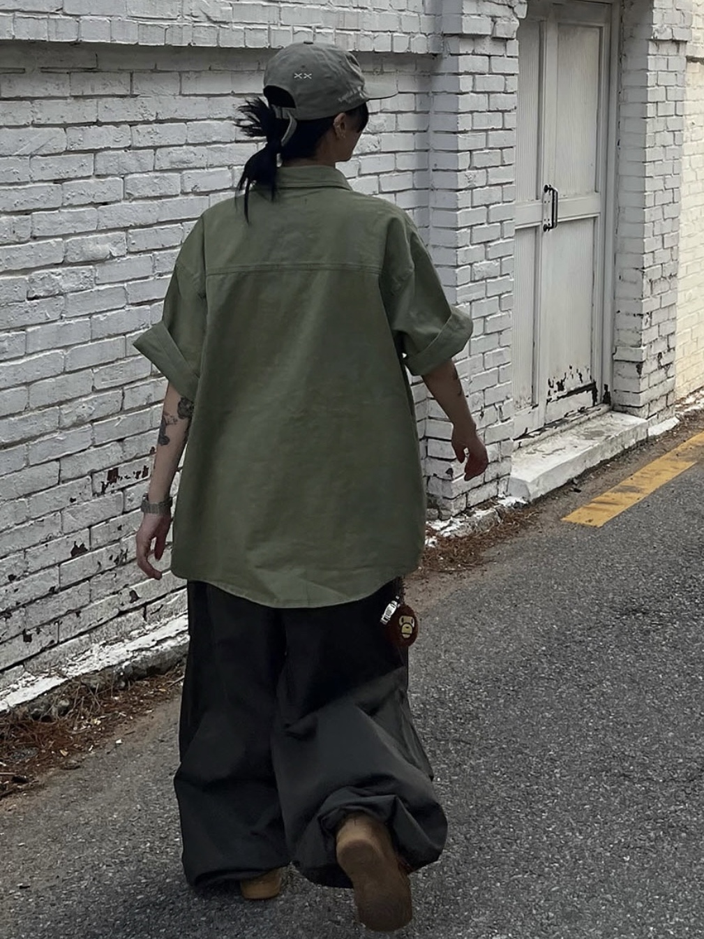 Aoiro 6-Panel Bone A/N Cap Olive, Nike Air Force 1 '07 WB Flax 착용 스타일 - 4