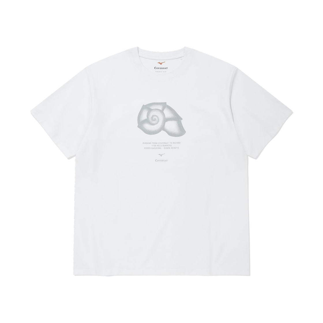 커버낫 x 미즈노 쿨 코튼 쉘 그래픽 티셔츠 화이트(Covernat x Mizuno Cool Cotton Shell Graphic T-Shirt White)