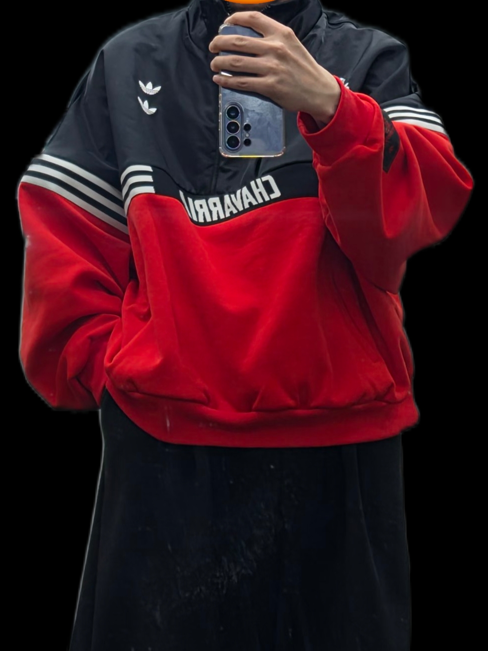Adidas x Willy Chavarria Chavarria Gomez Pullover Top Black Red - US Sizing 착용 스타일 - 1