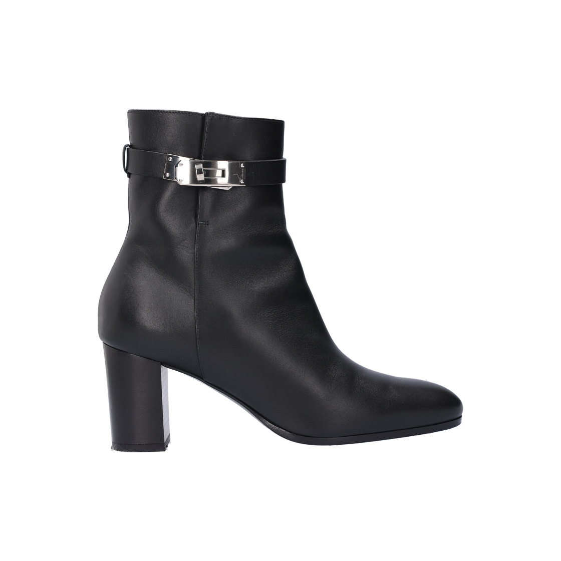 IT7922O49RD4 Hermes Saint-Germain Ankle Boots in Black Calfskin & Silver