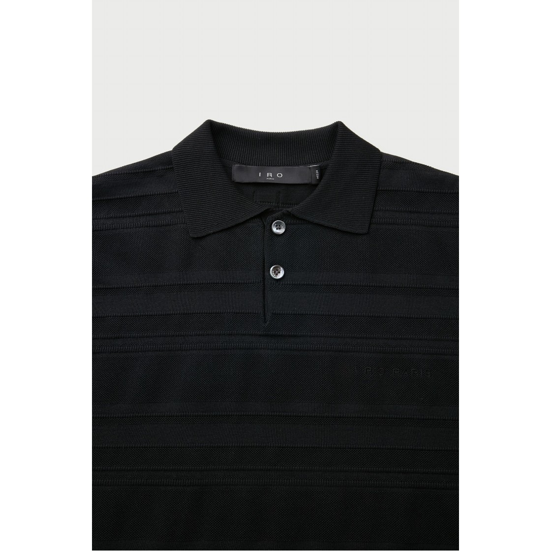 이로 갈롱 카라 볼륨 스트라이프 반팔 스웨터 블랙(Iro Galon Collar Volume Stripe Short Sleeve Sweater Black) - 4
