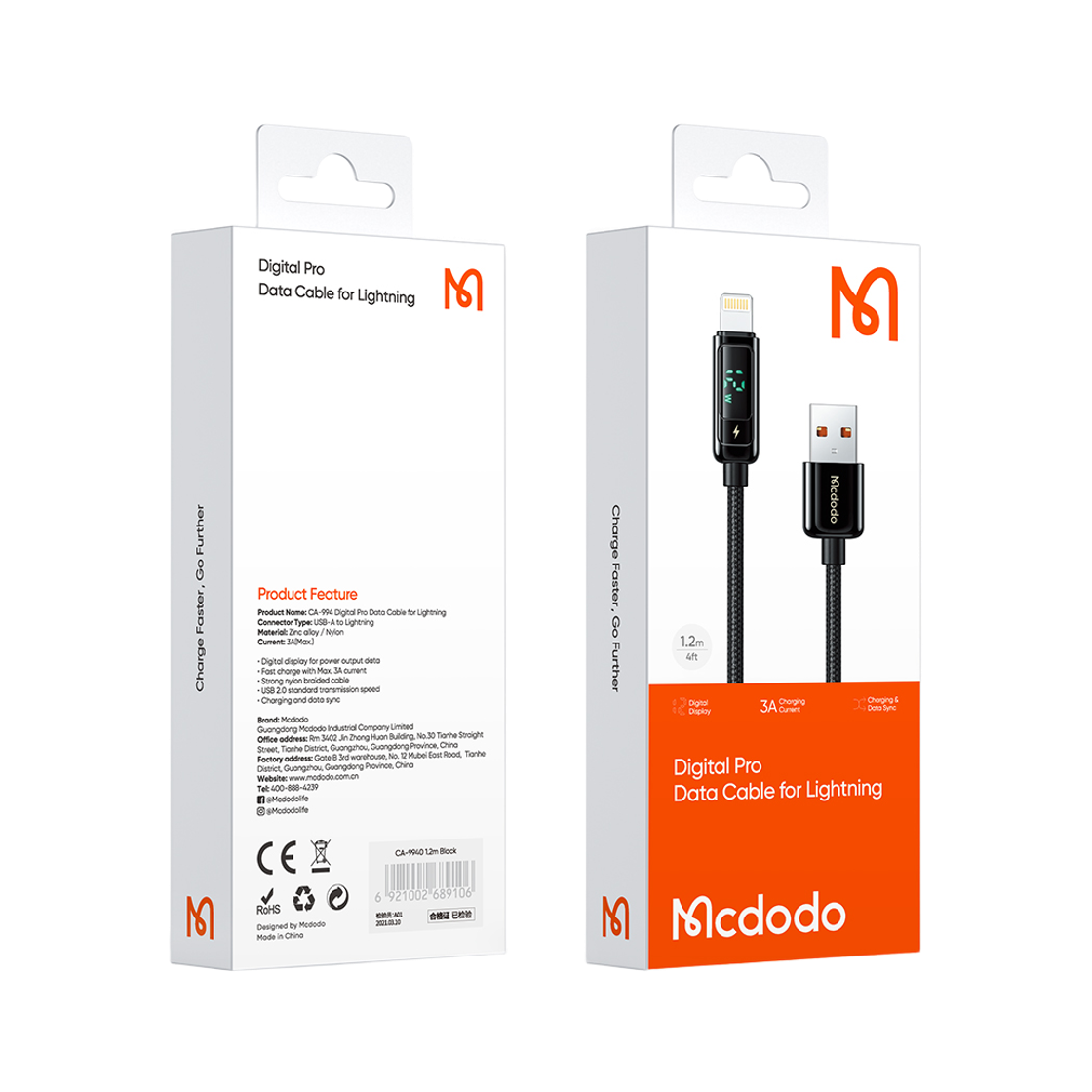 맥도도 디스플레이 USB-A to 라이트닝 8핀 고속충전 케이블 CA994(Mcdodo Display USB-A to Lightning PD Charging Cable CA994) - 4