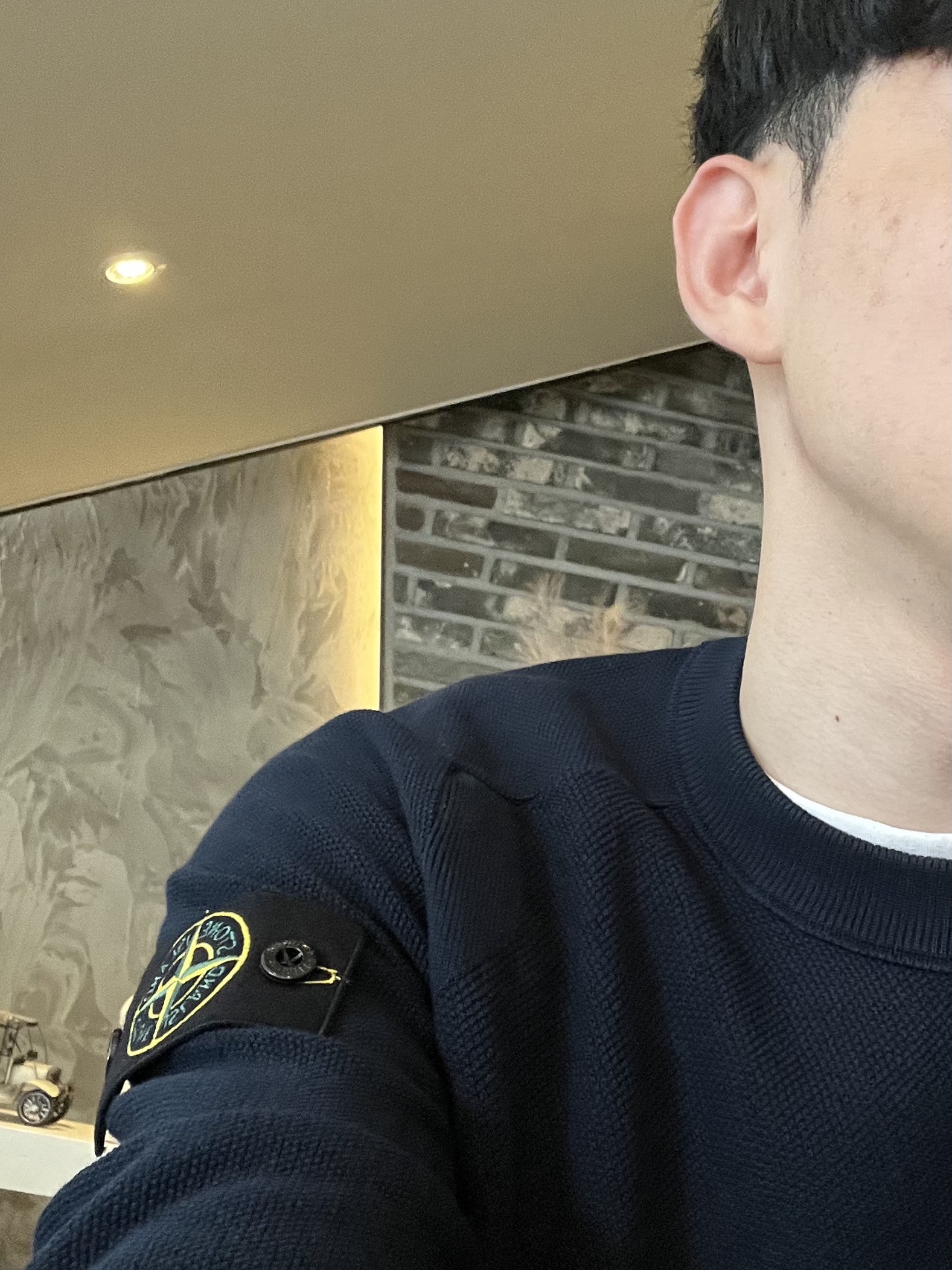 Stone Island 5100036 Soft Organic Cotton Micro Stitch Sweatshirt Navy Blue - 25SS 착용 스타일