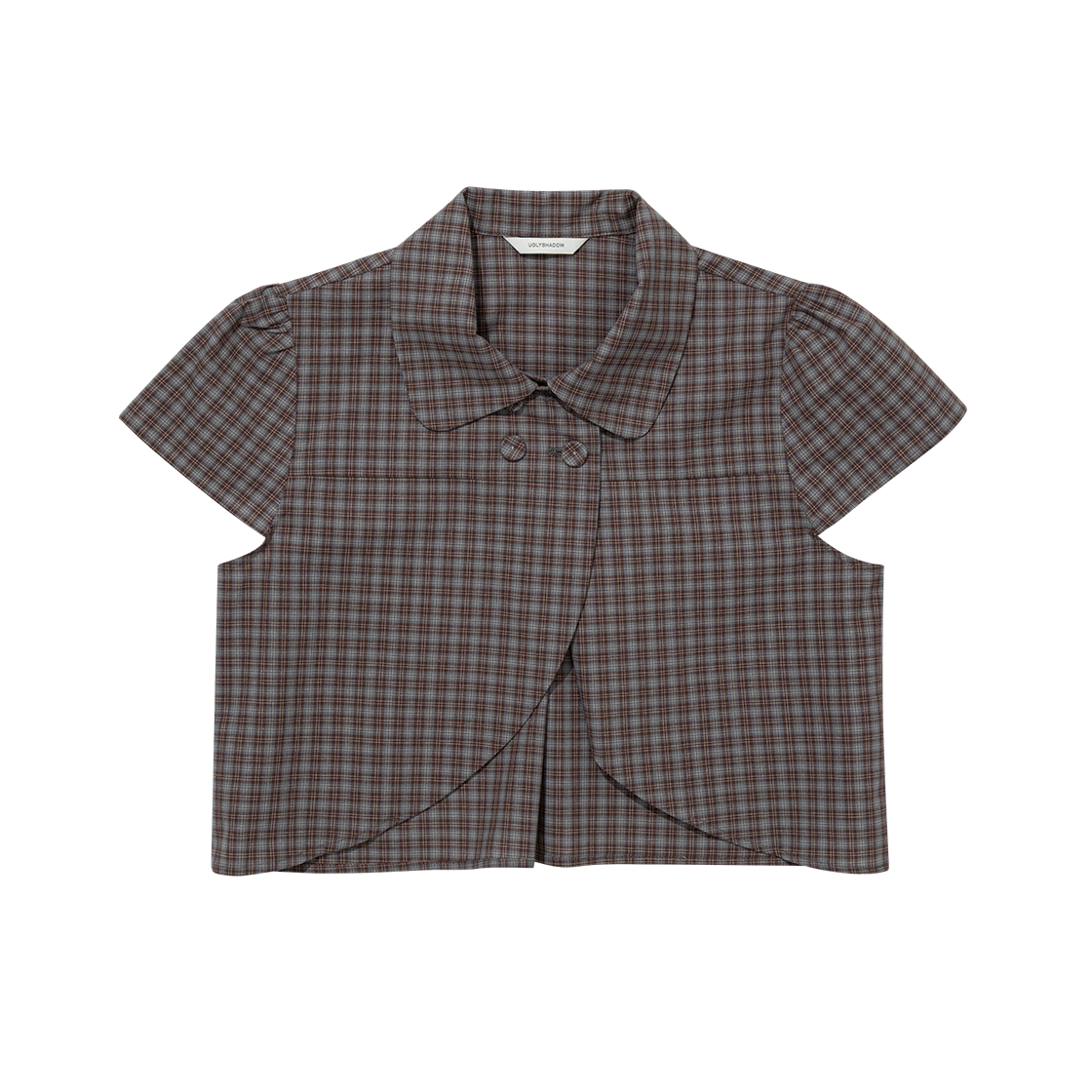 어글리쉐도우 체커드 더블 블라우스 브라운(UGLYSHADOW Checkered Double Blouse Brown) - 1