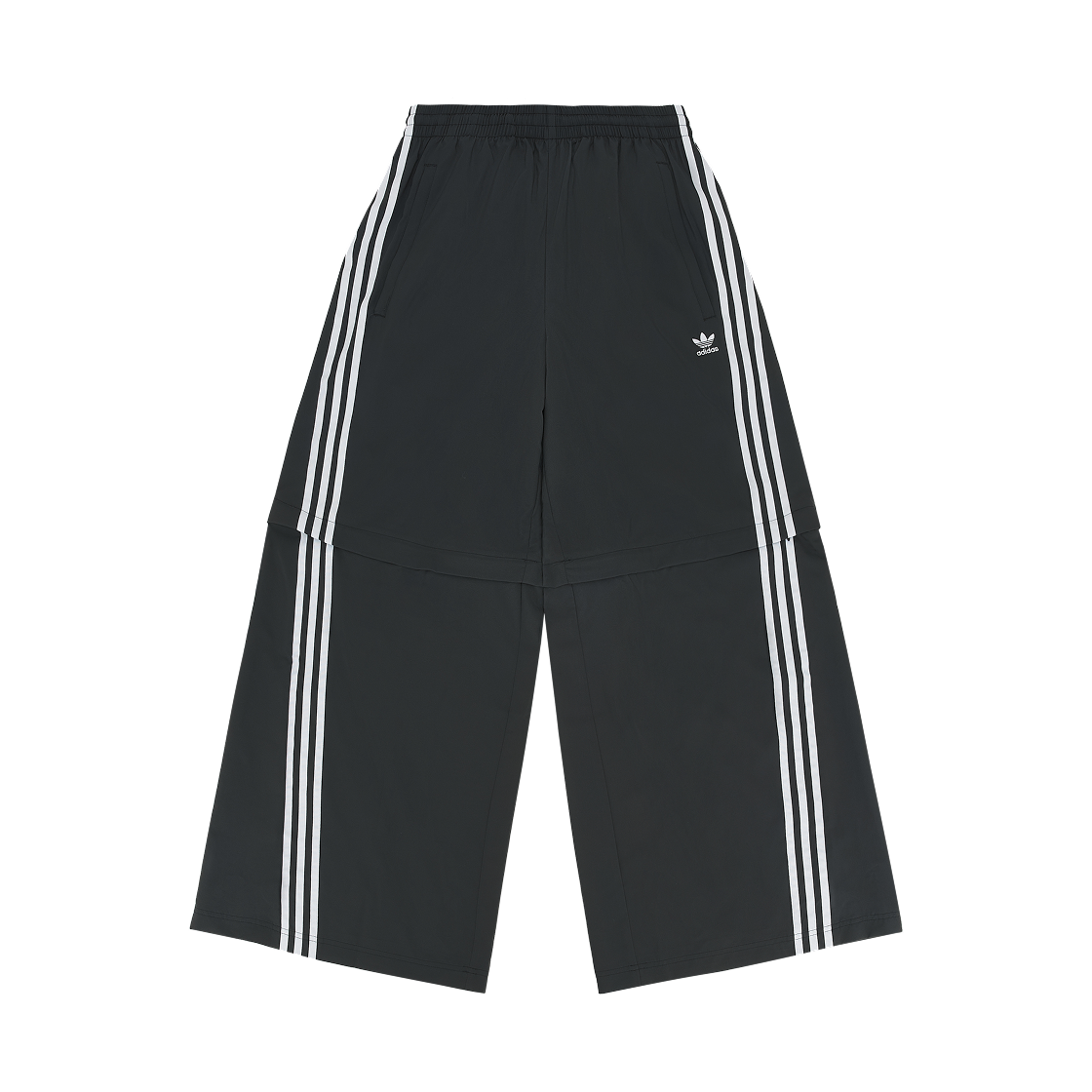 (W) 아디다스 아딜레늄 시즌 2 오버사이즈 집오프 트랙 팬츠 젠더 뉴트럴 블랙 - KR 사이즈((W) Adidas Adilenium Season 2 Oversized Zip Off Track Pants Gender Neutral Black - KR Sizing)