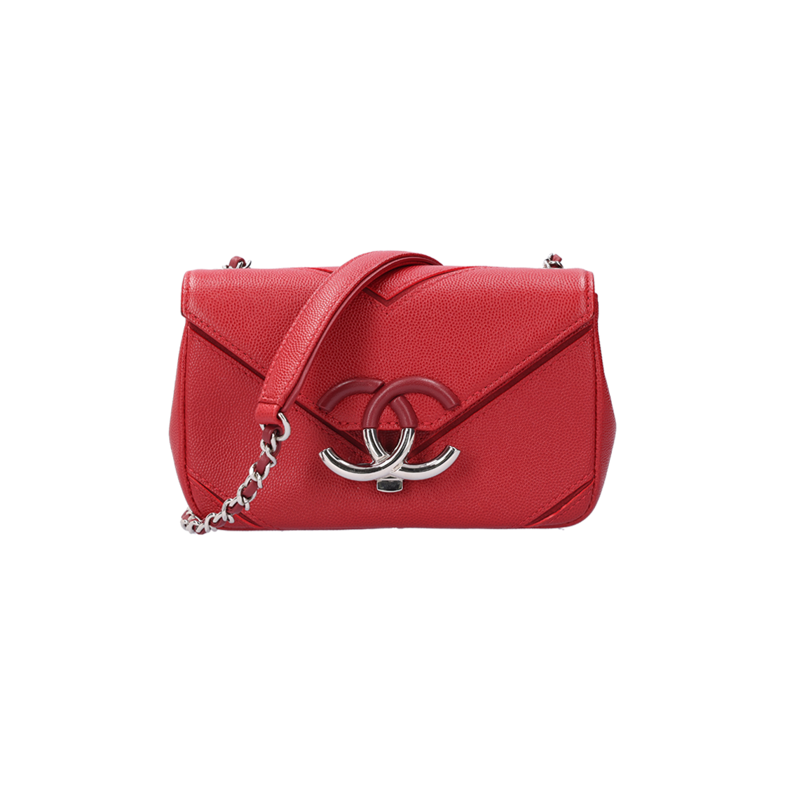 IT24QNPQLCO8 Chanel Classic Flap Bag in Red Grained Calfskin