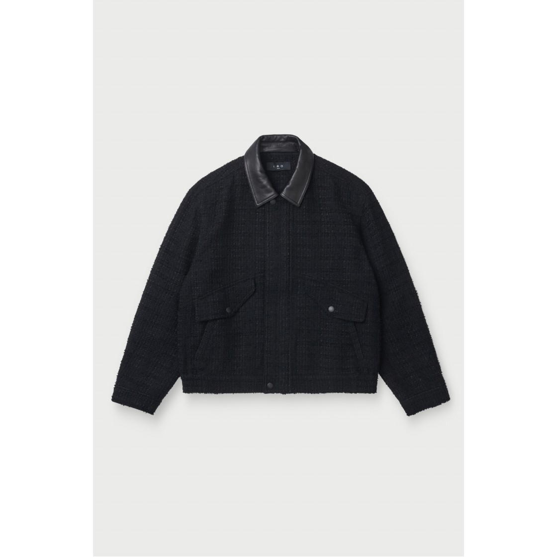 이로 에오난 레더 카라 니트 텍스처드 블루종 블랙(Iro Eonane Leather Collar Knit Textured Blouson Black) - 2
