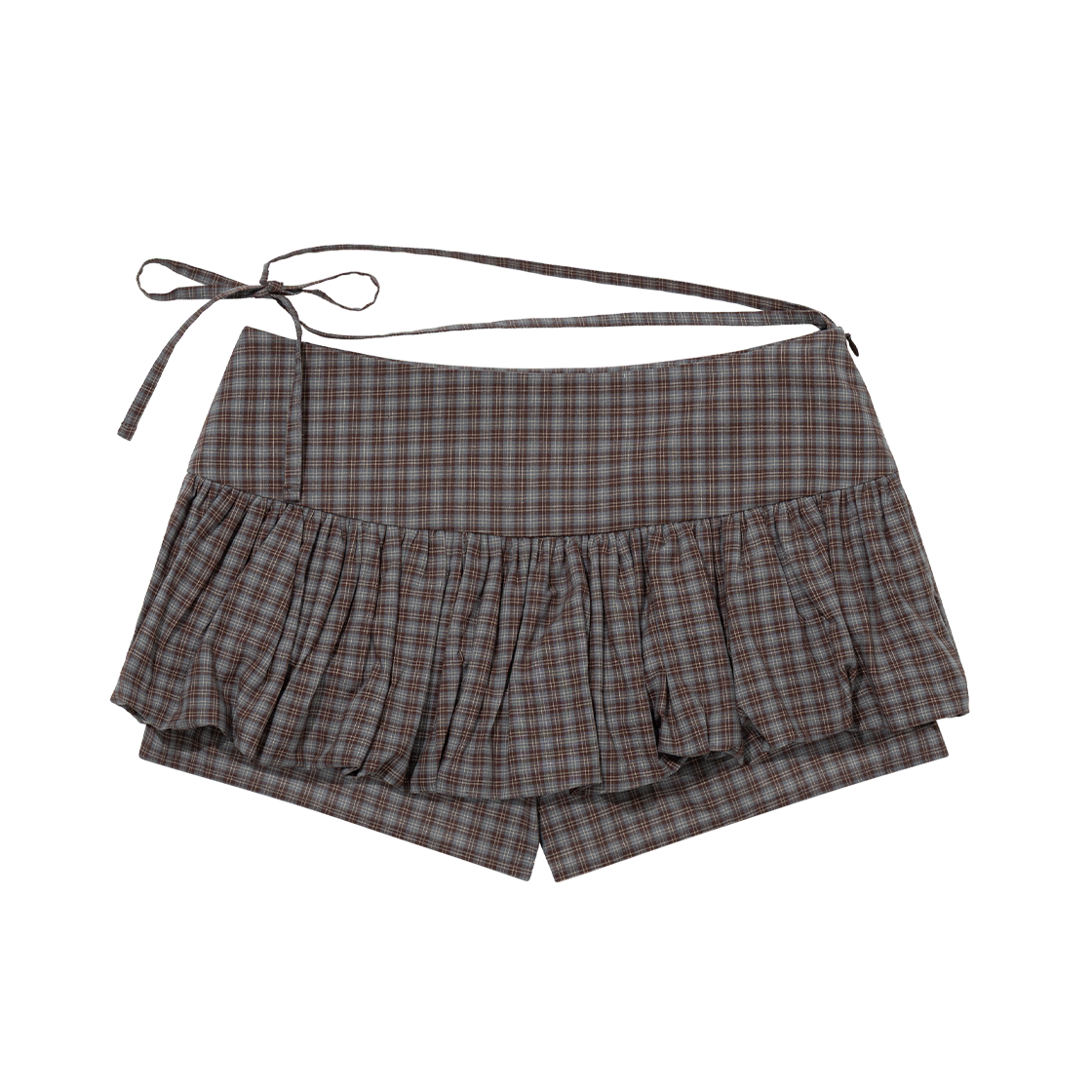 MID007 UGLYSHADOW Checkered Pumpkin Skirt Pants Brown