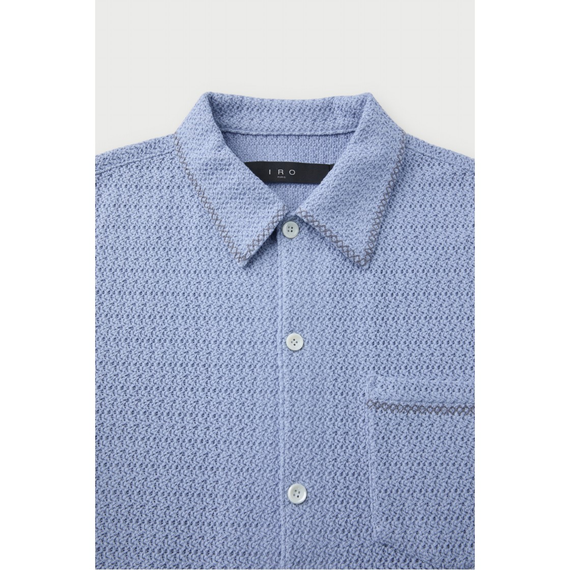 이로 베르뒤르 크로쉐 반팔 자수 셔츠 라이트 블루(Iro Verdures Crochet Short Sleeve Embroidered Shirt Light Blue) - 4