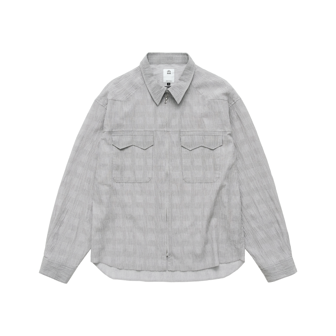 폴리테루 집 업 셔츠 (재패니즈 패브릭) 라이트 그레이(Polyteru Zip Up Shirt (Japanese Fabric) Light Gray)