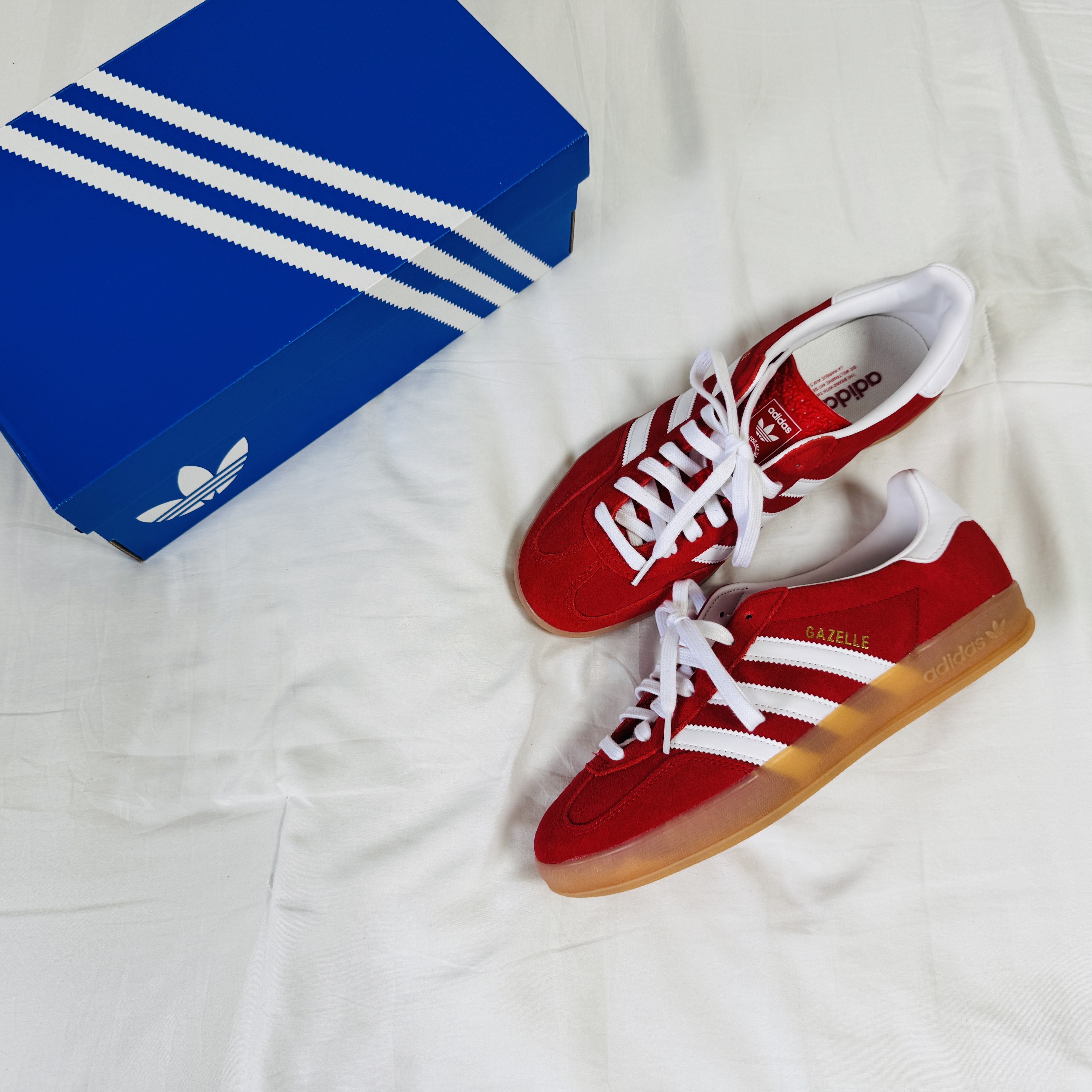 Adidas Gazelle Indoor Better Scarlet Cloud White 착용 스타일 - 3