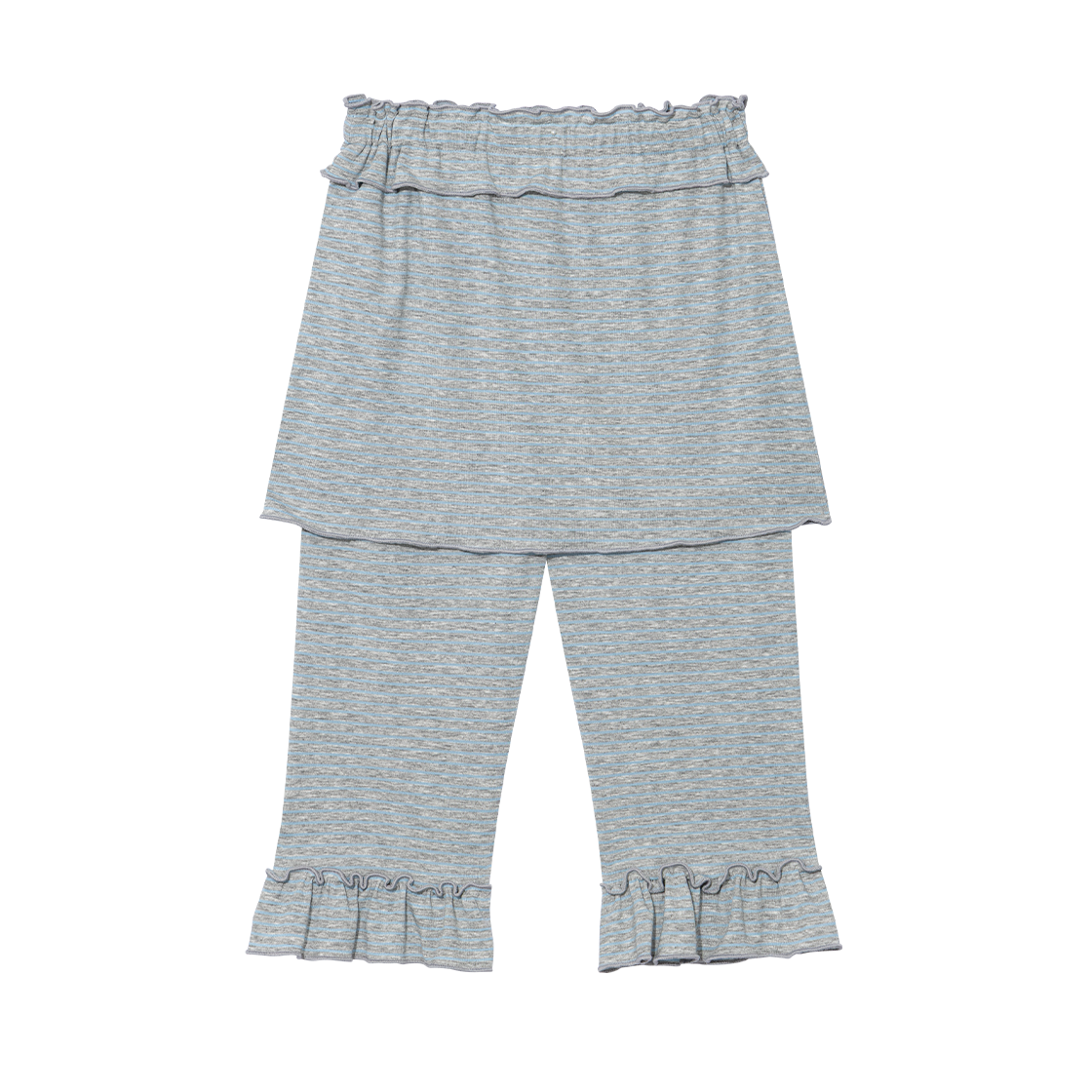 어글리쉐도우 프릴 카프리 스커트 팬츠 스트라이프 그레이(UGLYSHADOW Frill Capri Skirt Pants St Grey) - 2