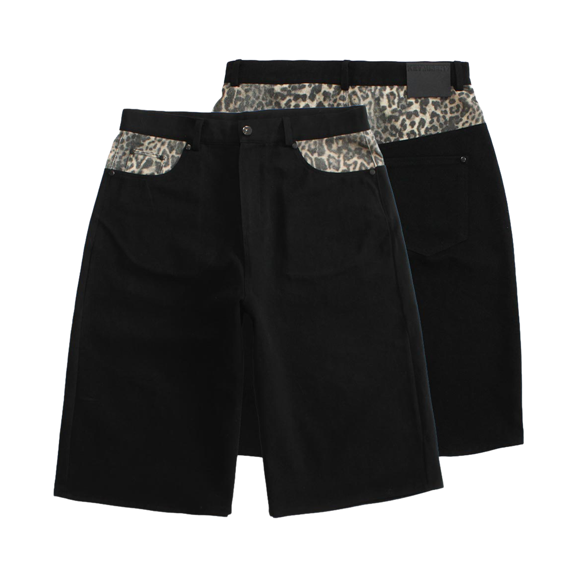 키미저리 레오파드 새깅 버뮤다 팬츠 블랙(Keymisery Leopard Sagging Bermuda Pants Black) - 1