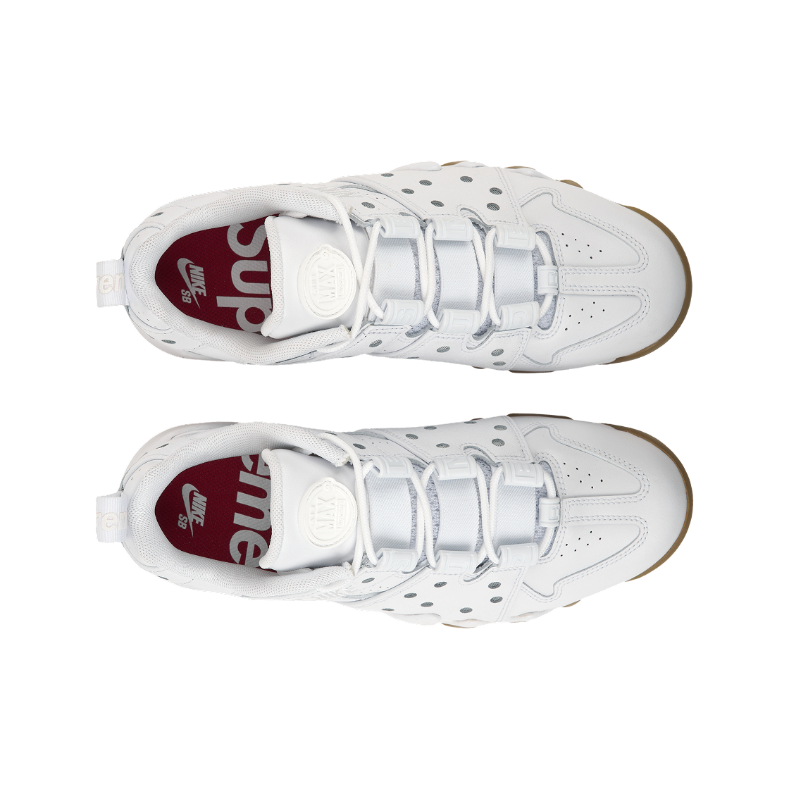 나이키 x 슈프림 SB 에어 맥스 2 CB 94 로우 화이트 바시티 레드 화이트 검 라이트 브라운(Nike x Supreme SB Air Max 2 CB 94 Low White Varsity Red White Gum Light Brown) - 5