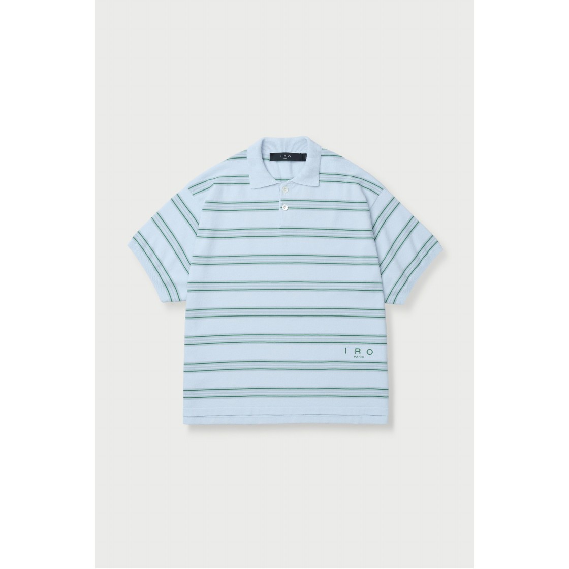 이로 마레 카라 스트라이프 테리 반팔 스웨터 라이트 민트(Iro Maree Collar Stripe Terry Short Sleeve Sweater Light Mint) - 2