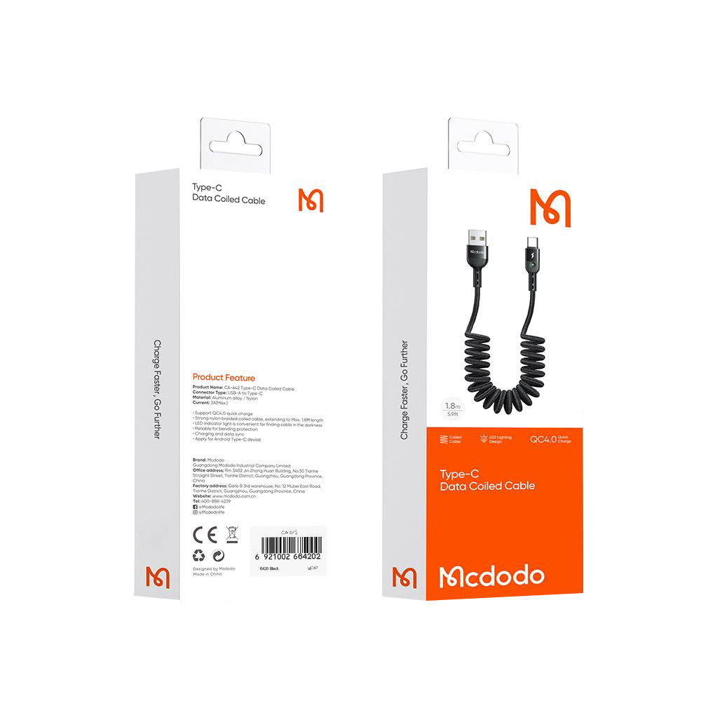 맥도도 코일 C타입 고속충전 케이블 CA642(Mcdodo Coil Type-C Fast Charge Cable CA642) - 3