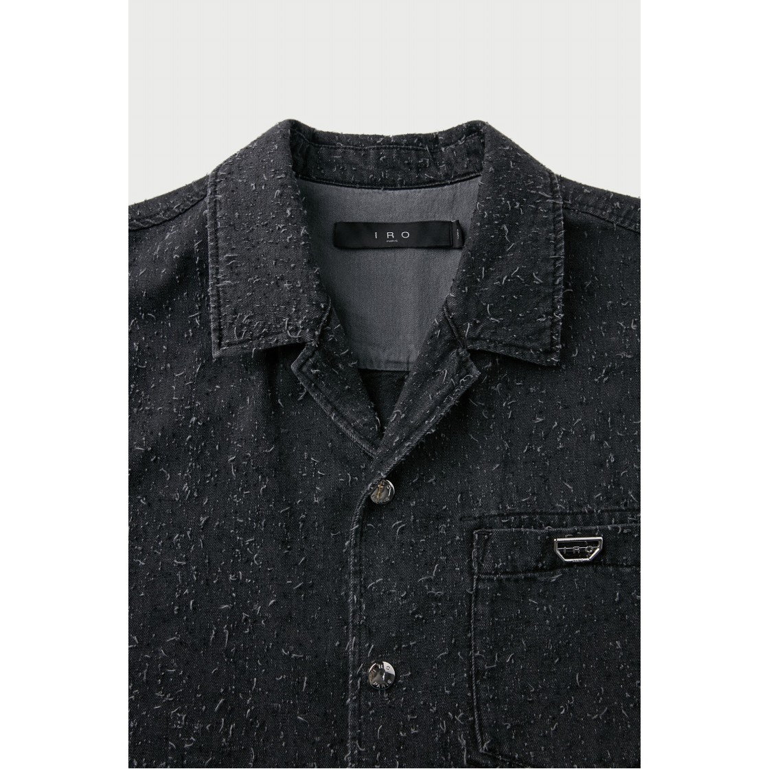이로 슈쥬리 데님 펀칭 반팔 셔츠 블랙(Iro Szuree Denim Punching Short Sleeve Shirt Black) - 5