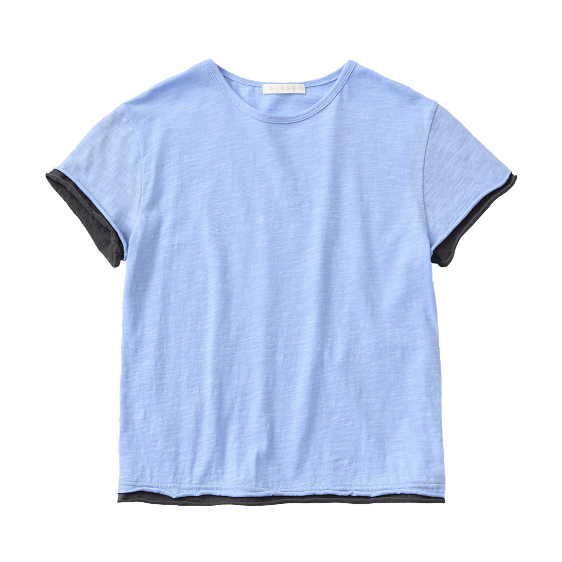 SBF2TS05WLB (W) Suare Women Slub Layered Half Sleeve Light Blue