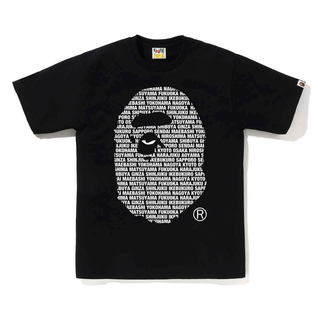 BAPE Japan Ape Head T-Shirt Black 착용 스타일 - 1