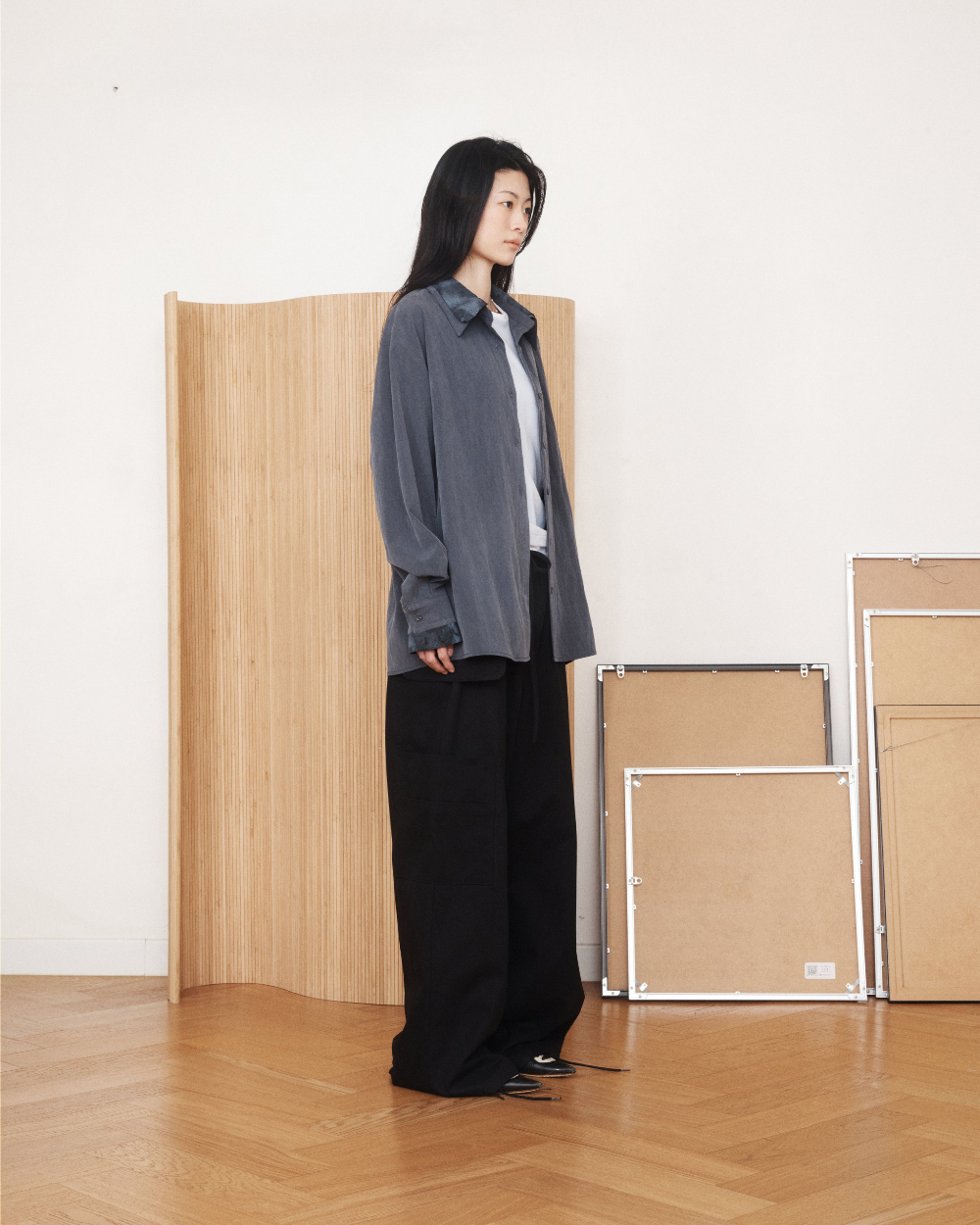 미와이후 소프트 레이어드 오버 셔츠 차콜(Miyhoo Soft Layered Over Shirt Charcoal) - 4