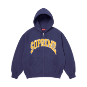 Supreme Cracked Raglan Zip Up Hooded Sweatshirt Washed Navy - 26SS