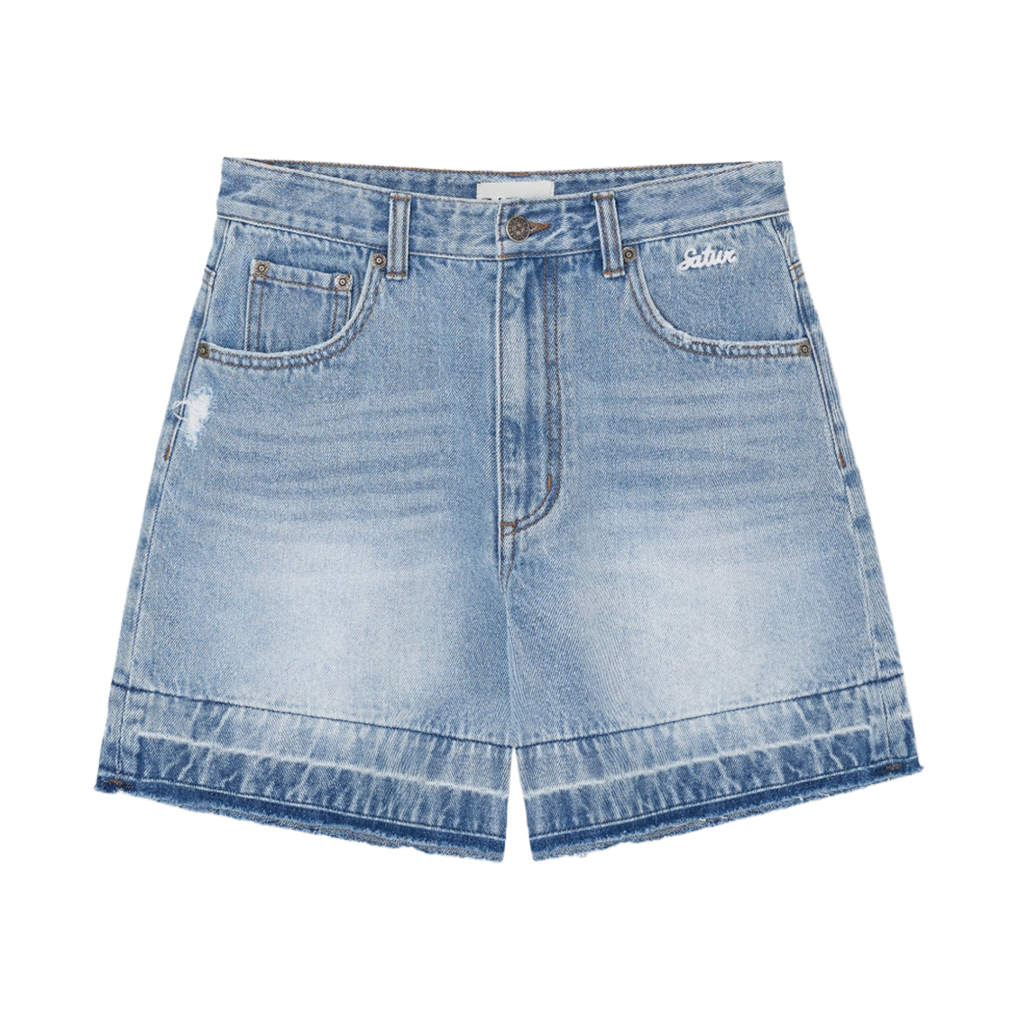 세터 우먼 가봉 와이드 데님 쇼츠 라이트 블루(SATUR W Gabon Wide Denim Shorts Light Blue)