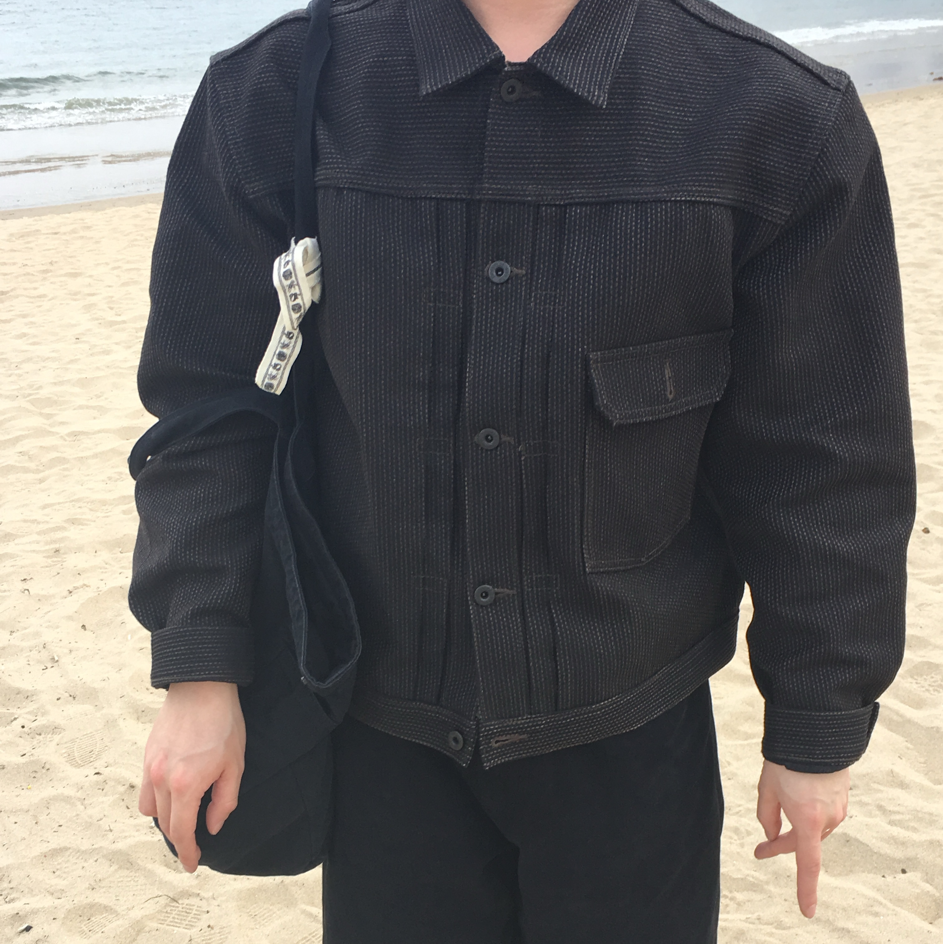 Kapital Century Denim No.9 1st Jacket Black 착용 스타일 - 2