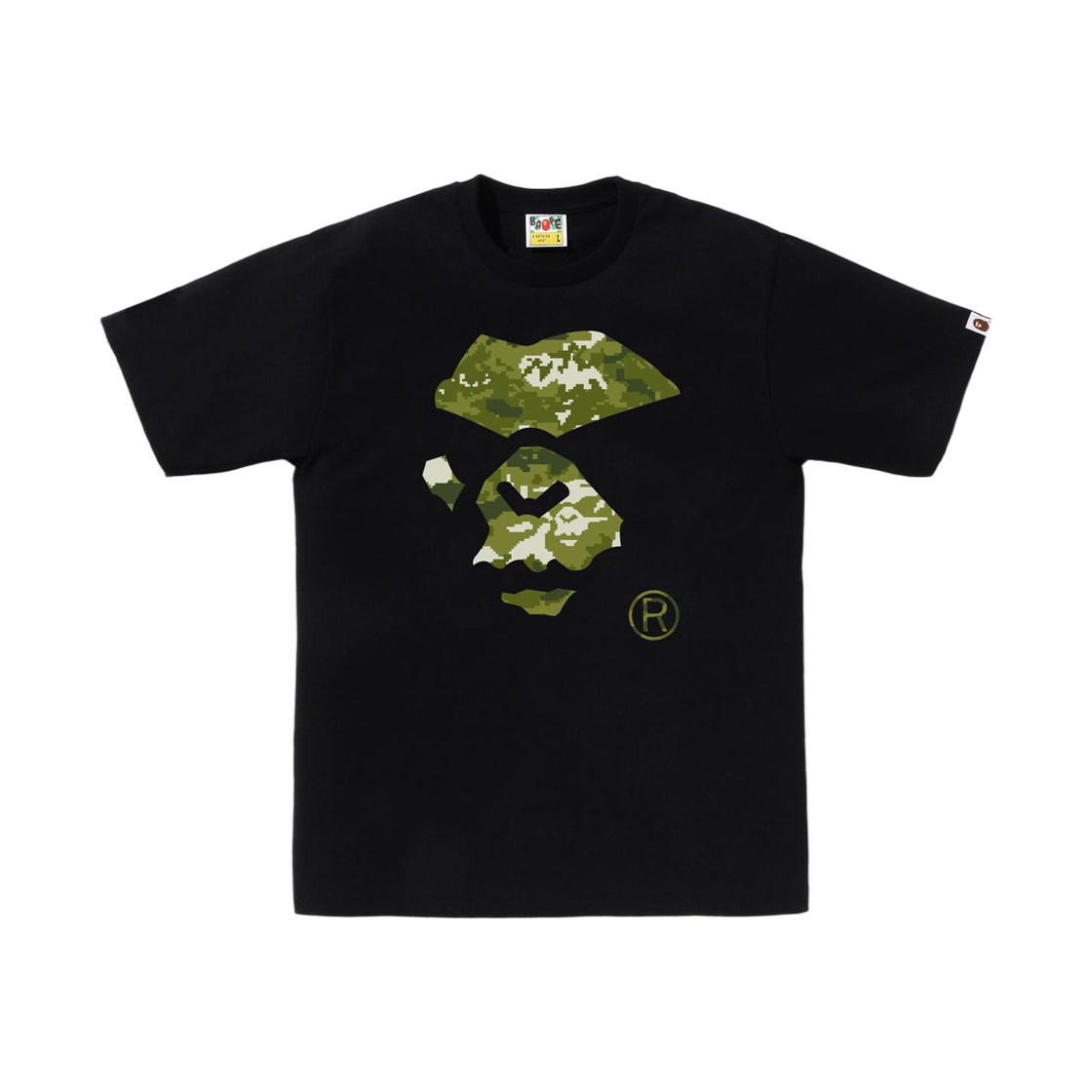 - BAPE Multi Pixel Camo Mad Ape Face T-Shirt Black Green