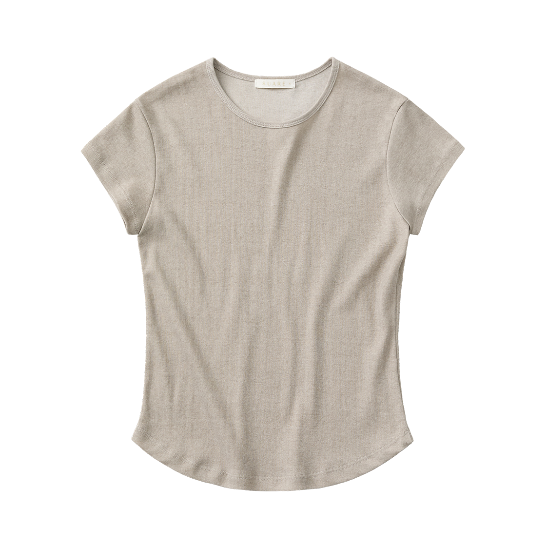 SBF2TS03WBG (W) Suare Women Pigment Curve Line Short Sleeve Beige