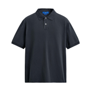 Zara x Aaron Levine Washed Pique Polo Shirt Navy