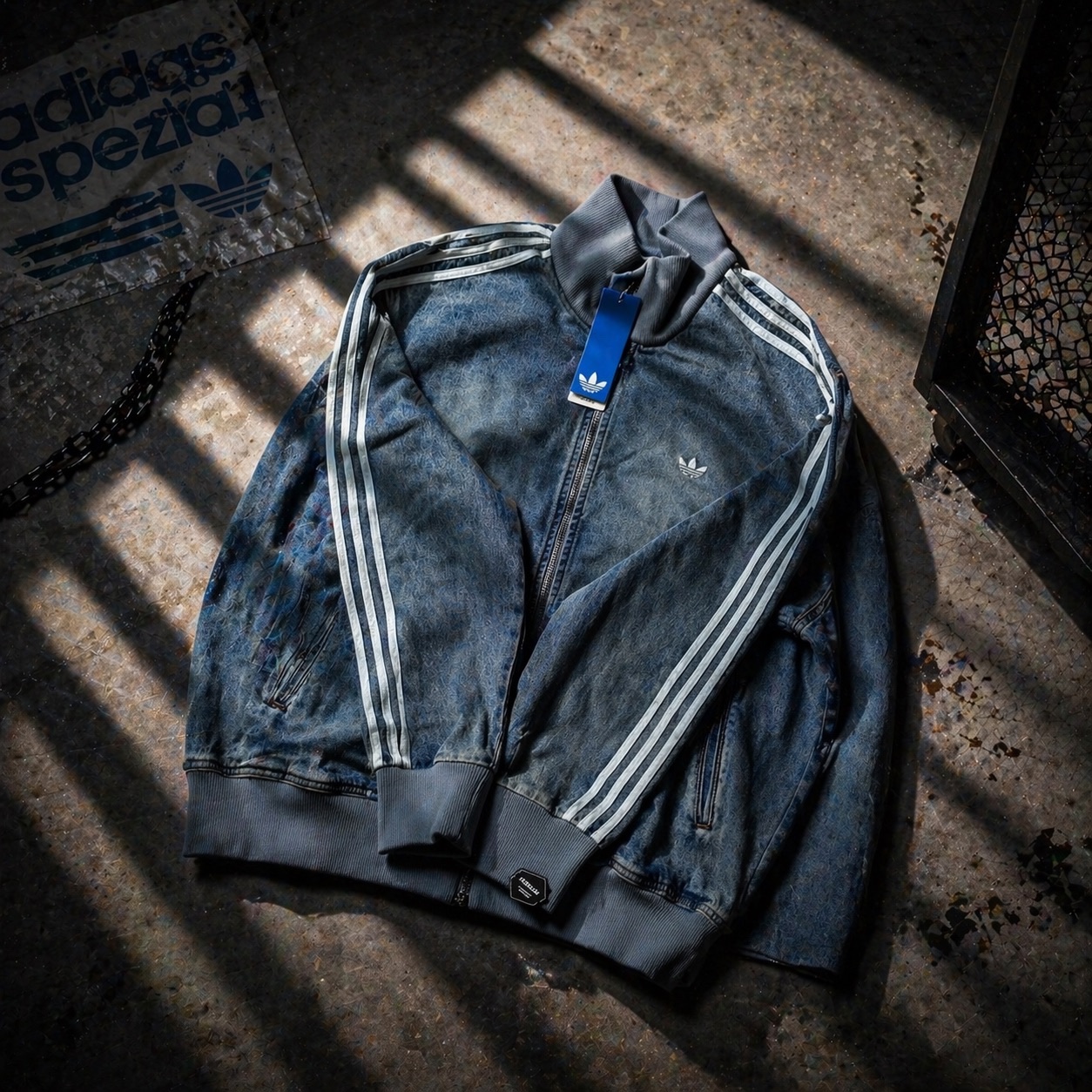 Adidas x Atmos Denim Firebird Track Top Indigo Denim - KR Sizing 착용 스타일