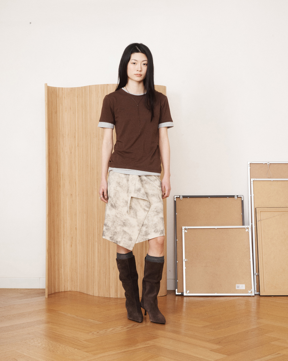 미와이후 스냅 미디 랩 스커트 베이지(Miyhoo Snap Midi Wrap Skirt Beige) - 3
