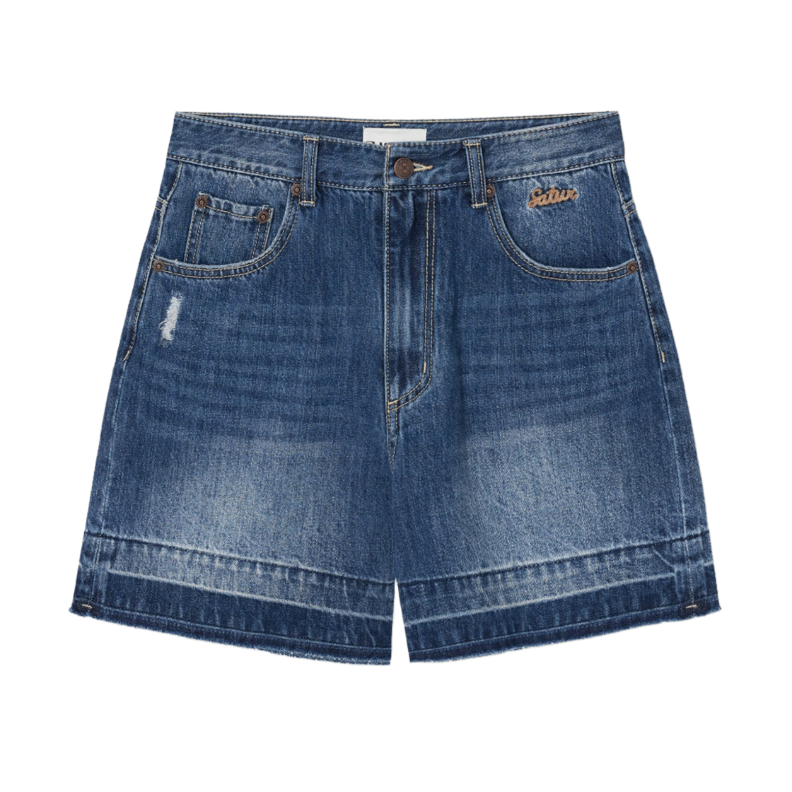 세터 우먼 가봉 와이드 데님 쇼츠 블루(SATUR W Gabon Wide Denim Shorts Blue)