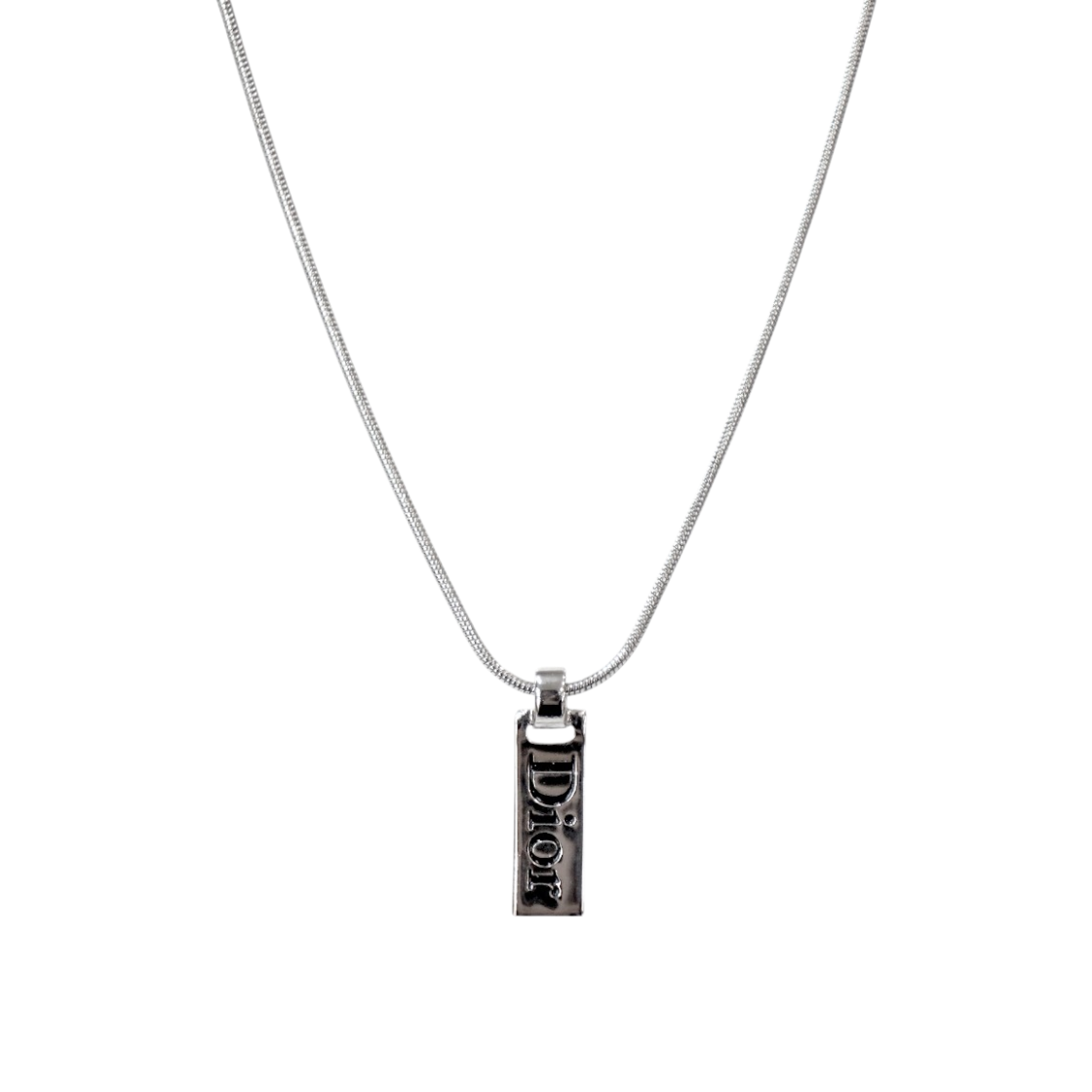 ITDERHWHV9U7 Dior Black Plate Silver Necklace A-B54578