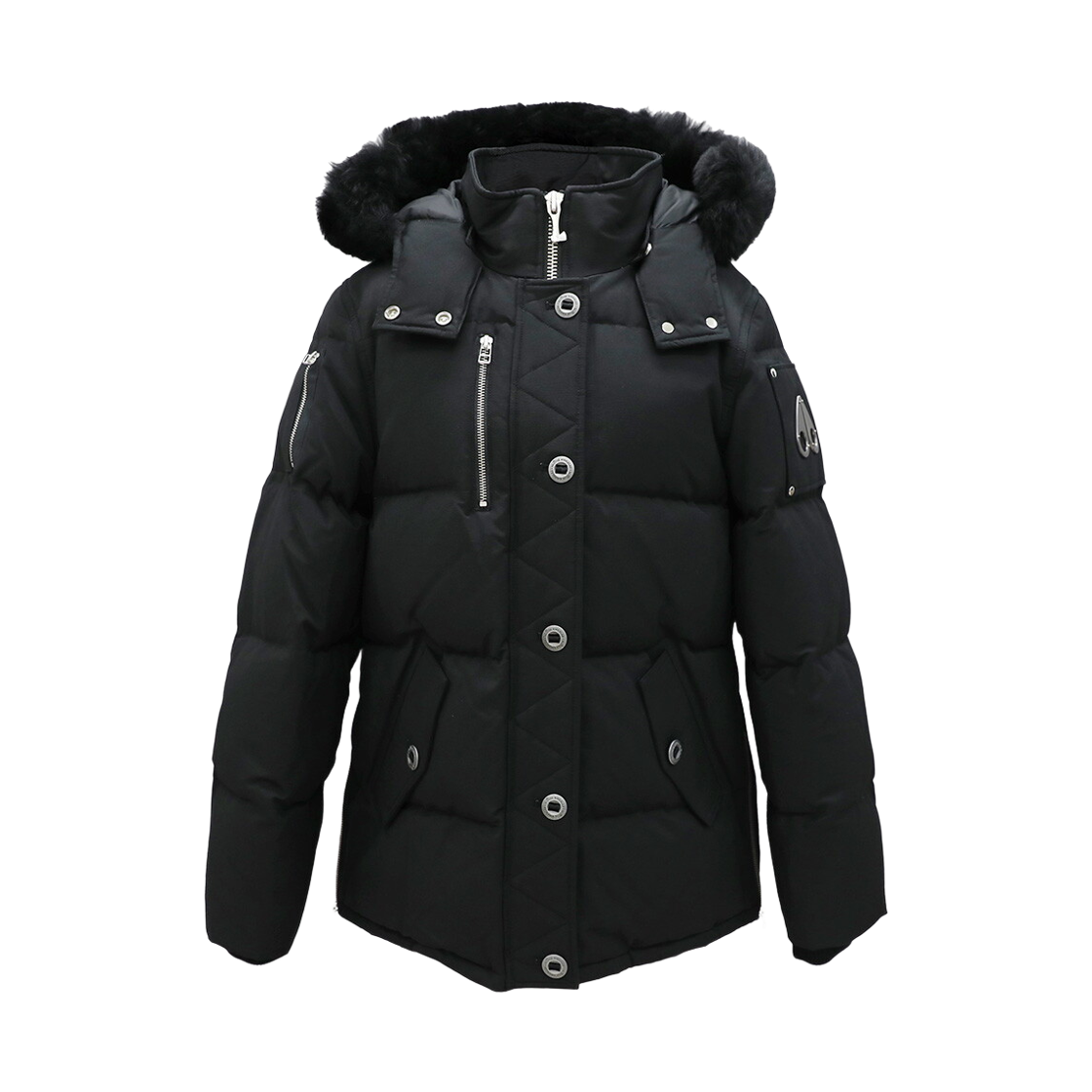 (W) 무스너클 오리지널 셔링 3Q 다운 자켓 블랙((W) Moose Knuckles Original Shearling 3Q Down Jacket Black)