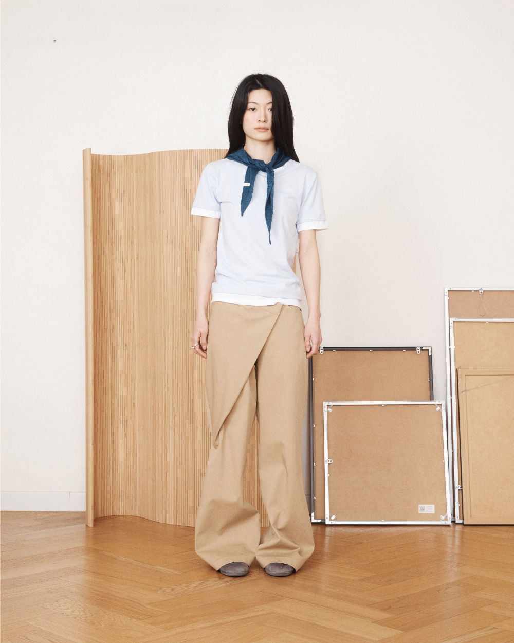 미와이후 투톤 레이어드 슬림 티셔츠 스카이 블루 – 화이트(Miyhoo Two-Tone Layered Slim T-Shirt Sky Blue – White) - 3