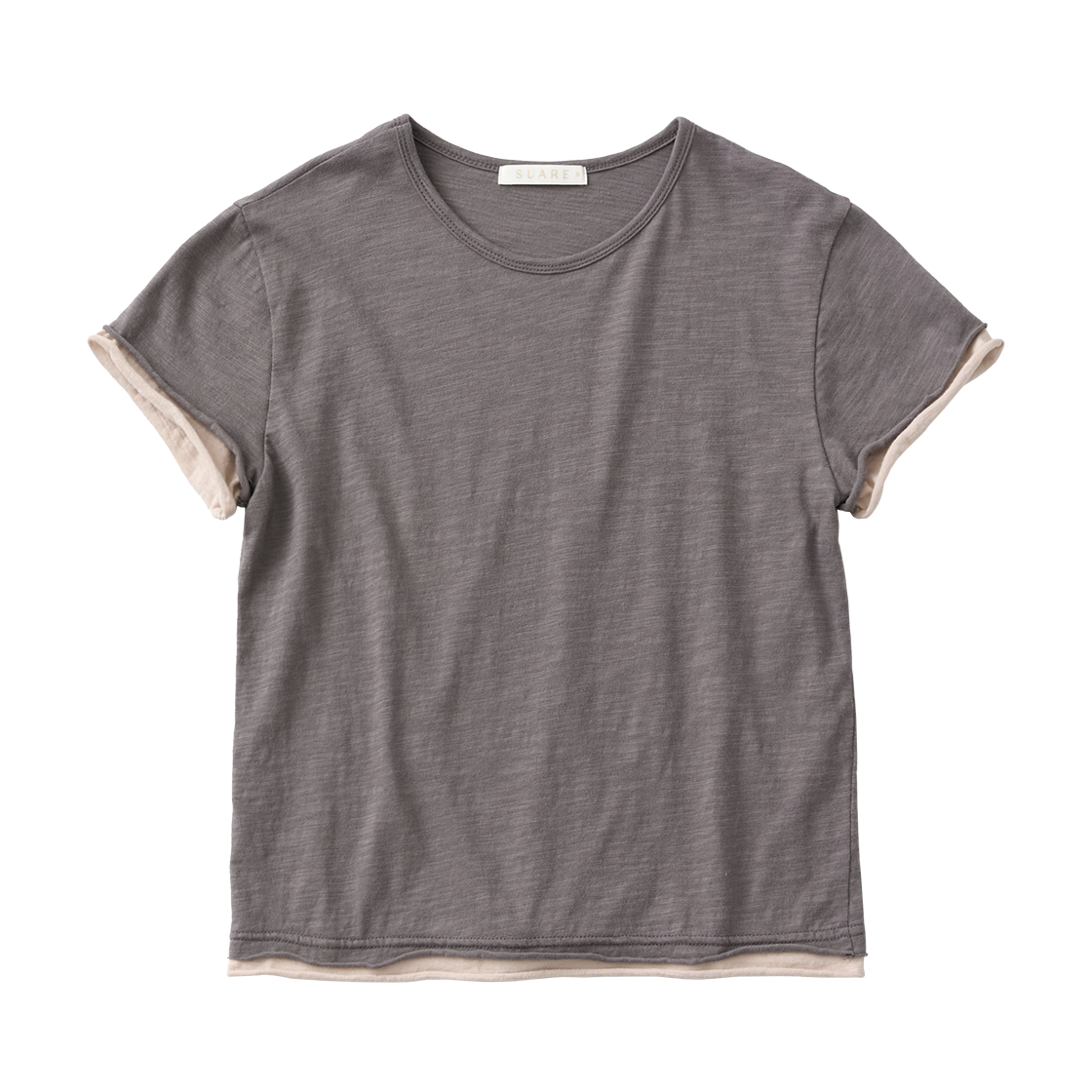 SBF2TS05WCO (W) Suare Women Slub Layered Half Sleeve Cocoa