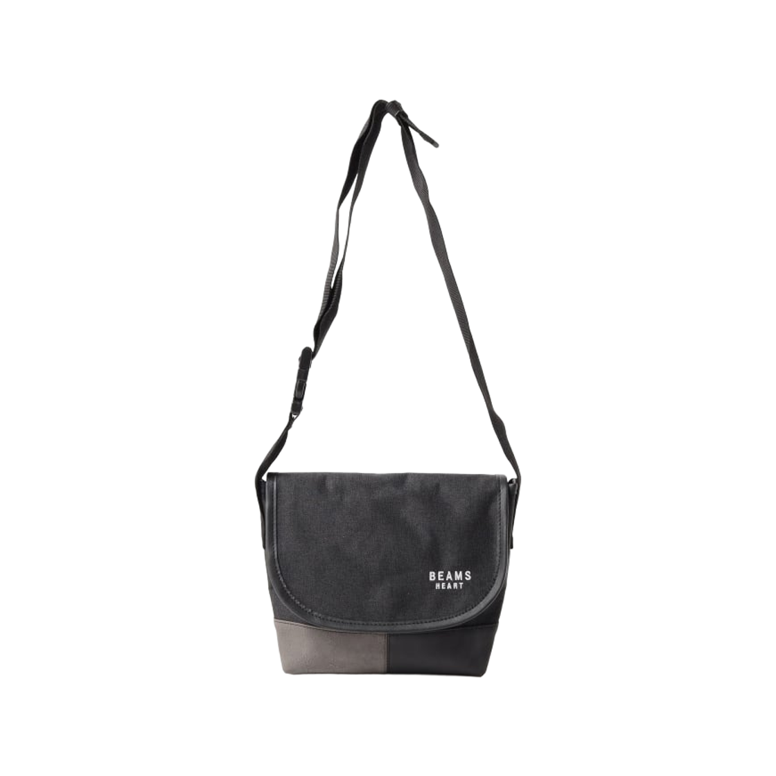 빔즈 하트 폴리에스터 헤더드 콤비네이션 미니 메신저백 블랙(Beams Heart Polyester Heathered Combination Mini Messenger Bag Black) - 1
