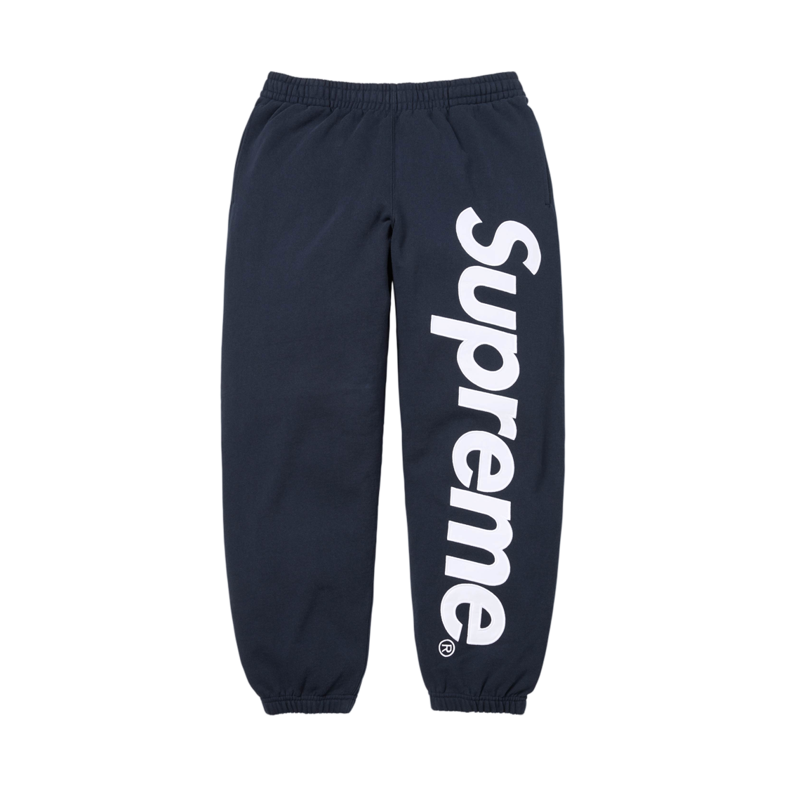 - Supreme Satin Applique Sweatpant Navy - 26SS