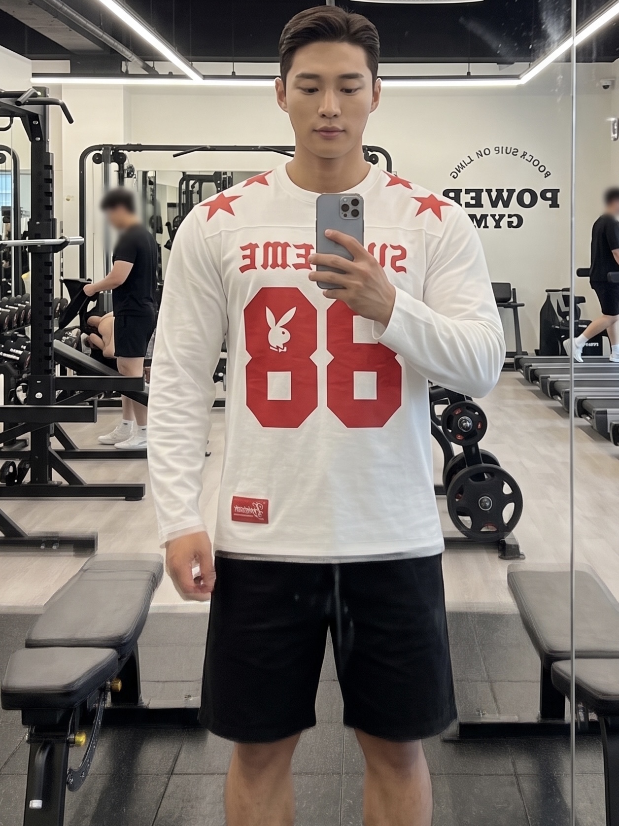 Supreme x Playboy L/S Football Top White - 26SS 착용 스타일