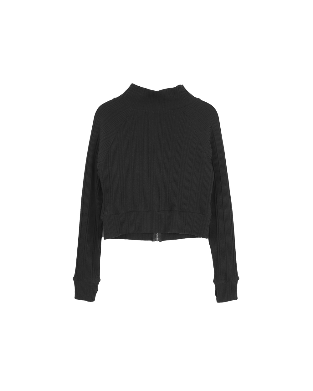 미와이후 셔링 크롭 립 집업 블랙(Miyhoo Sirring Crop Rib Zip-Up Black) - 2