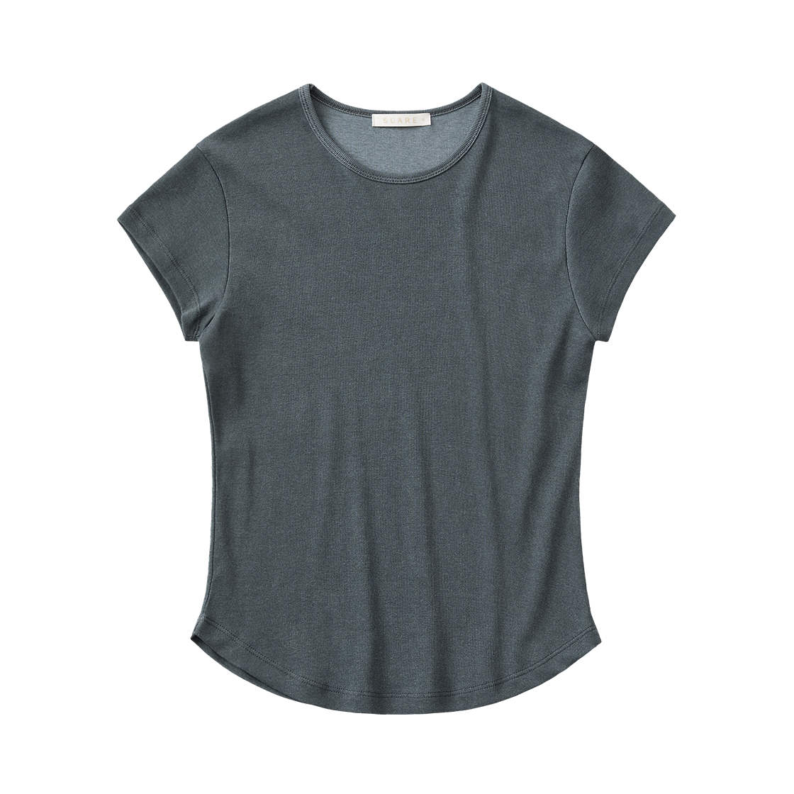 SBF2TS03WGB (W) Suare Women Pigment Curve Line Short Sleeve Gray Blue