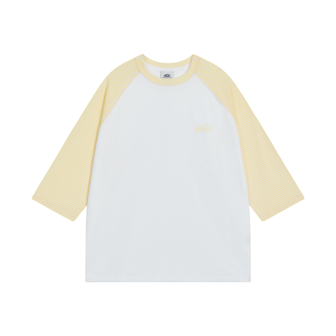 이미스 스트라이프 래글런 슬리브 티셔츠 옐로우(Emis Stripe Raglan Sleeve T-Shirt Yellow)