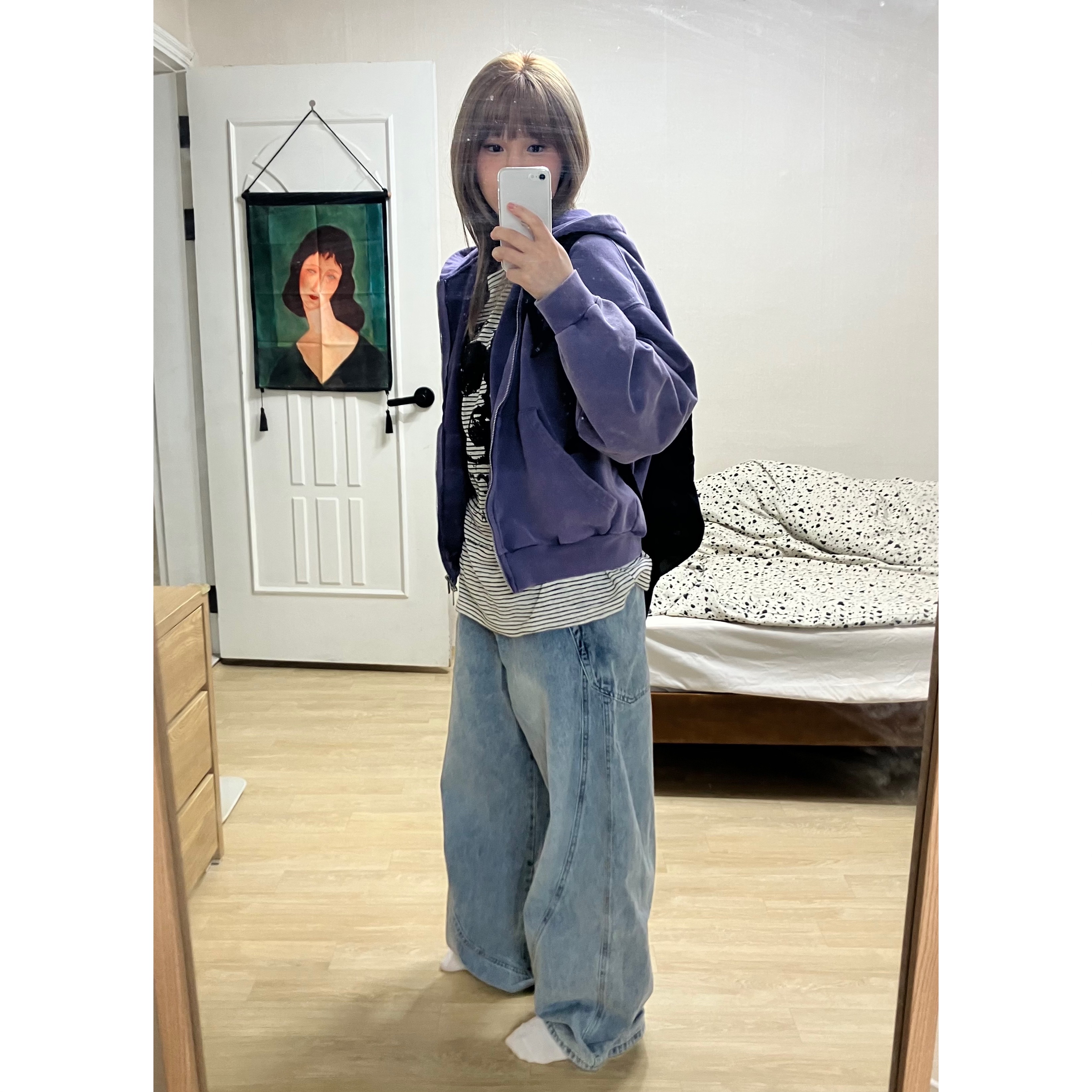 Suade Cropped Washed Hood Zip Up Purple, Salomon Trailblazer 10 Black 착용 스타일 - 1