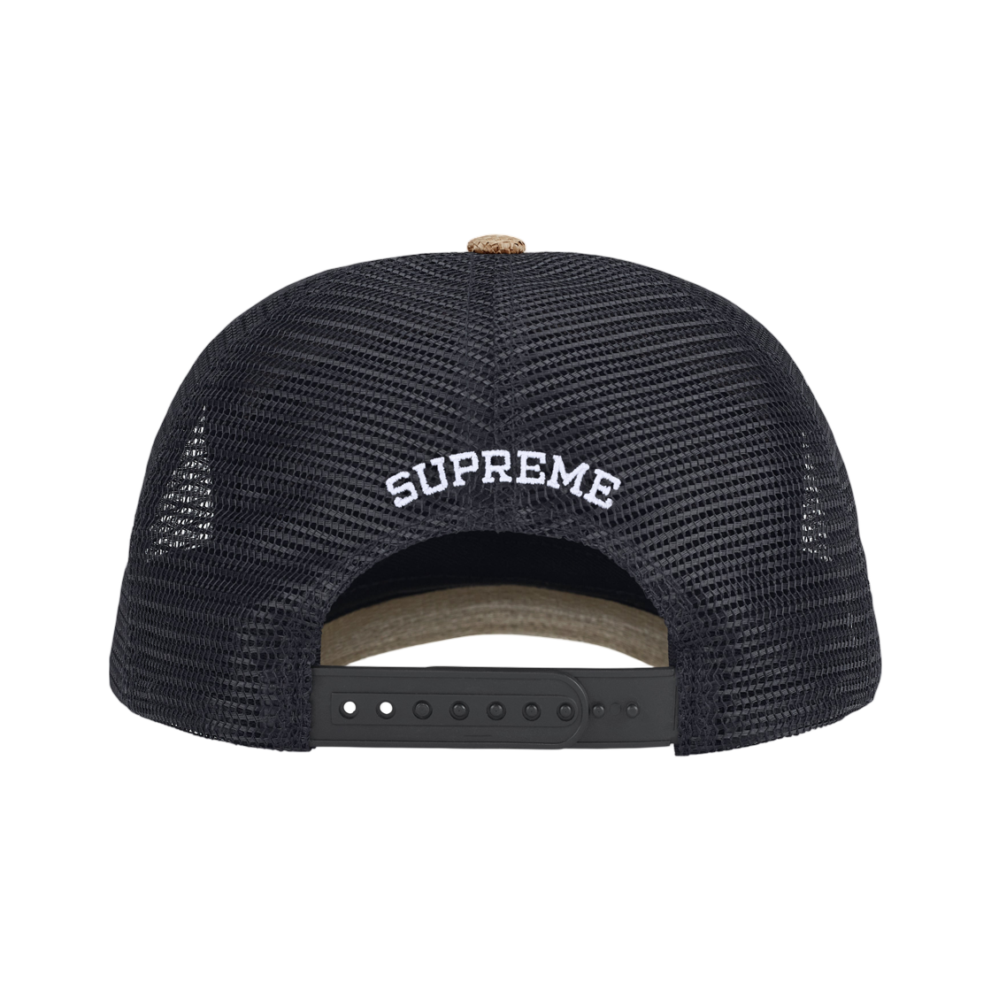 슈프림 라피아 메쉬 백 5-패널 블랙 - 26SS | Supreme | KREAM
