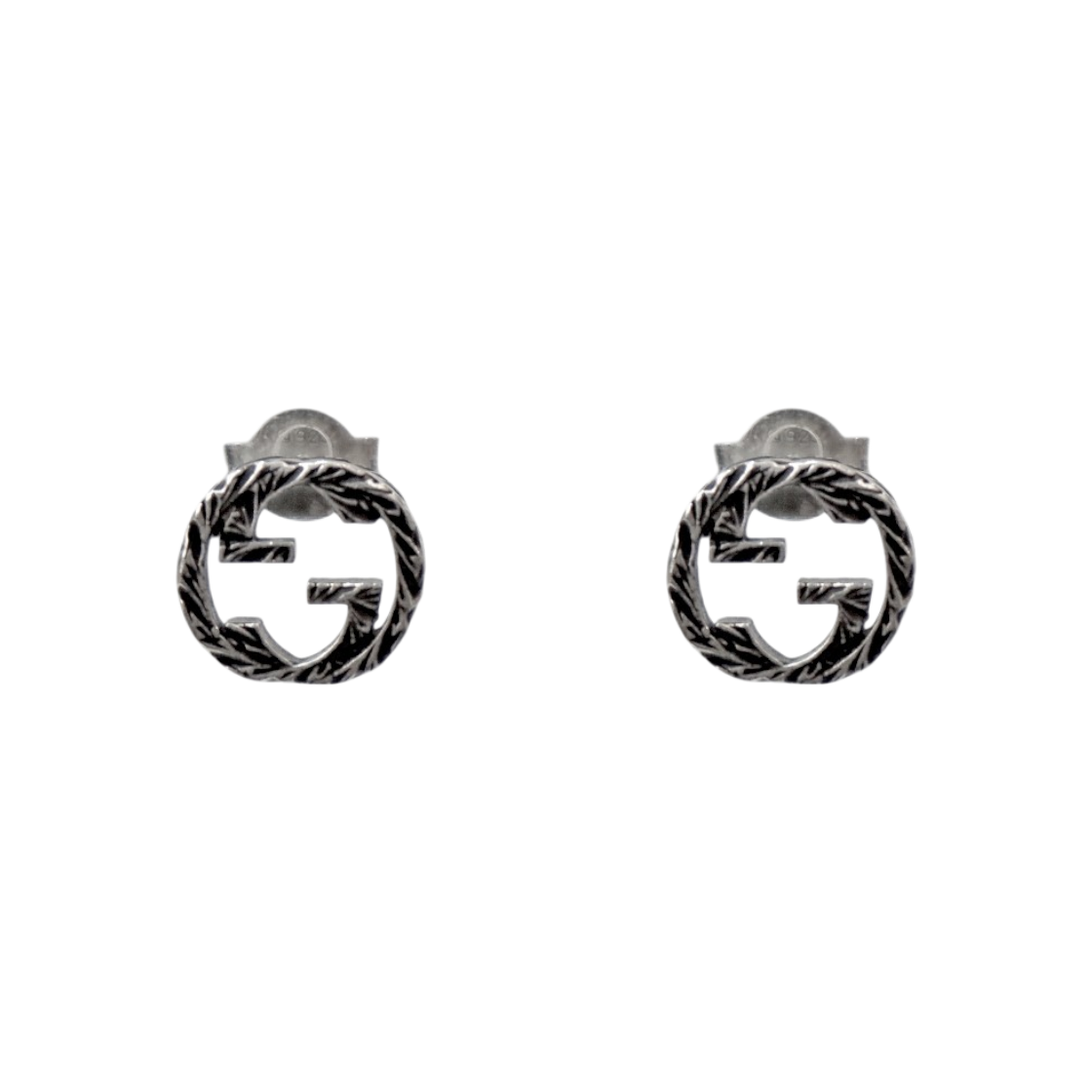 ITODR24CDBDG Gucci Black Interlocking G Silver Earrings C-B52579