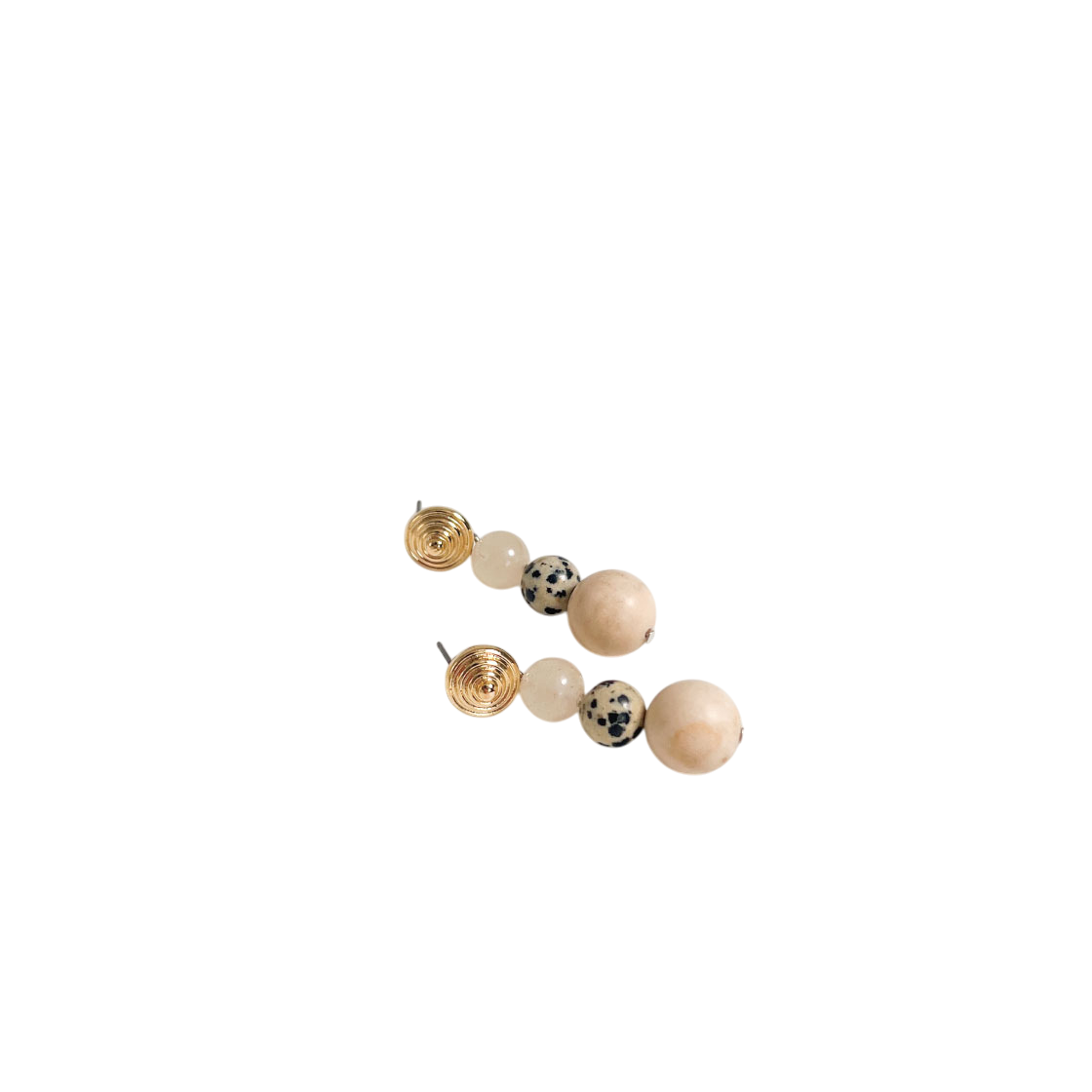 18E0002 OBJET213 Nude & dalmatian bubble earrings