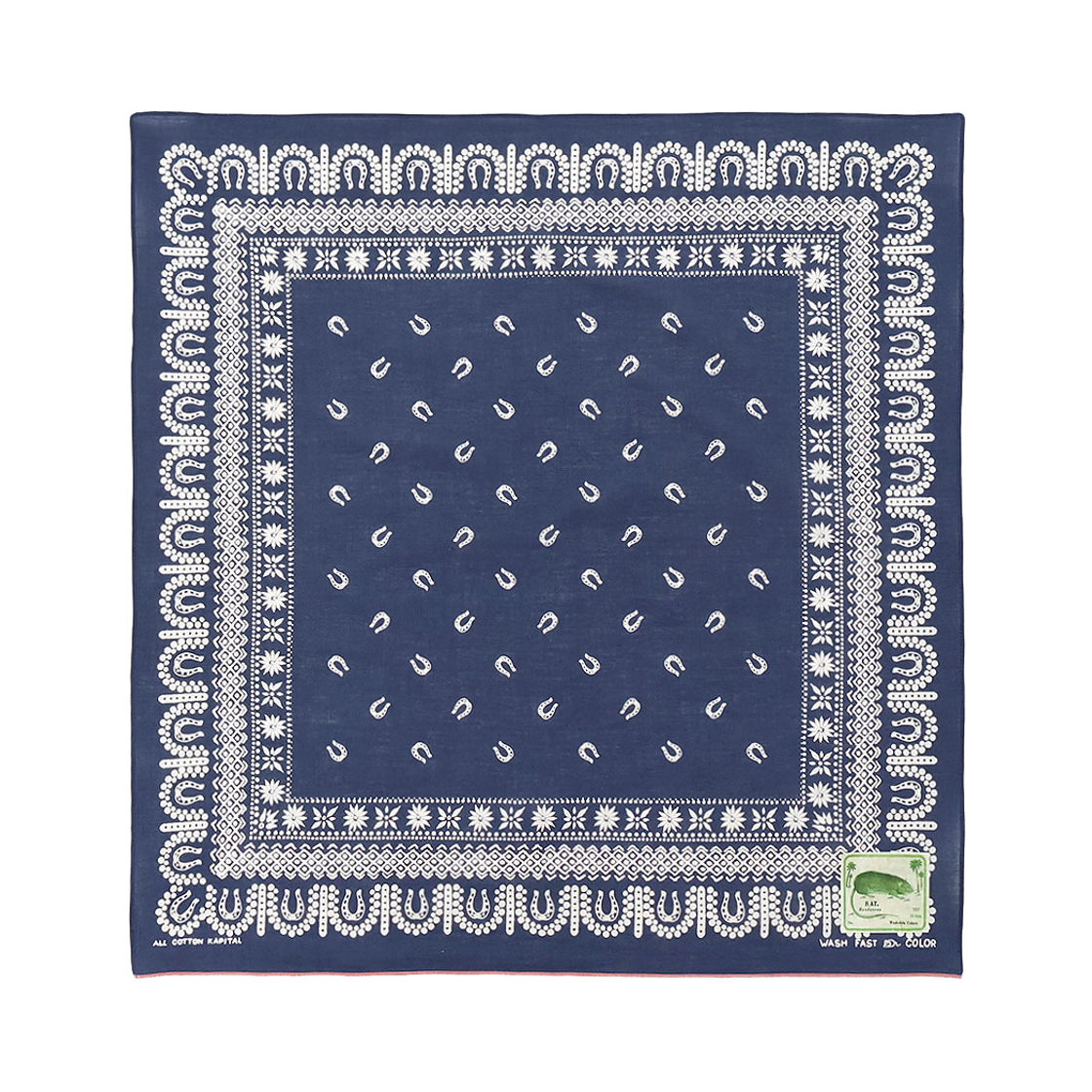 EK-1876 Kapital Fastcolor Selvedge Bandana Horse Shoe Navy
