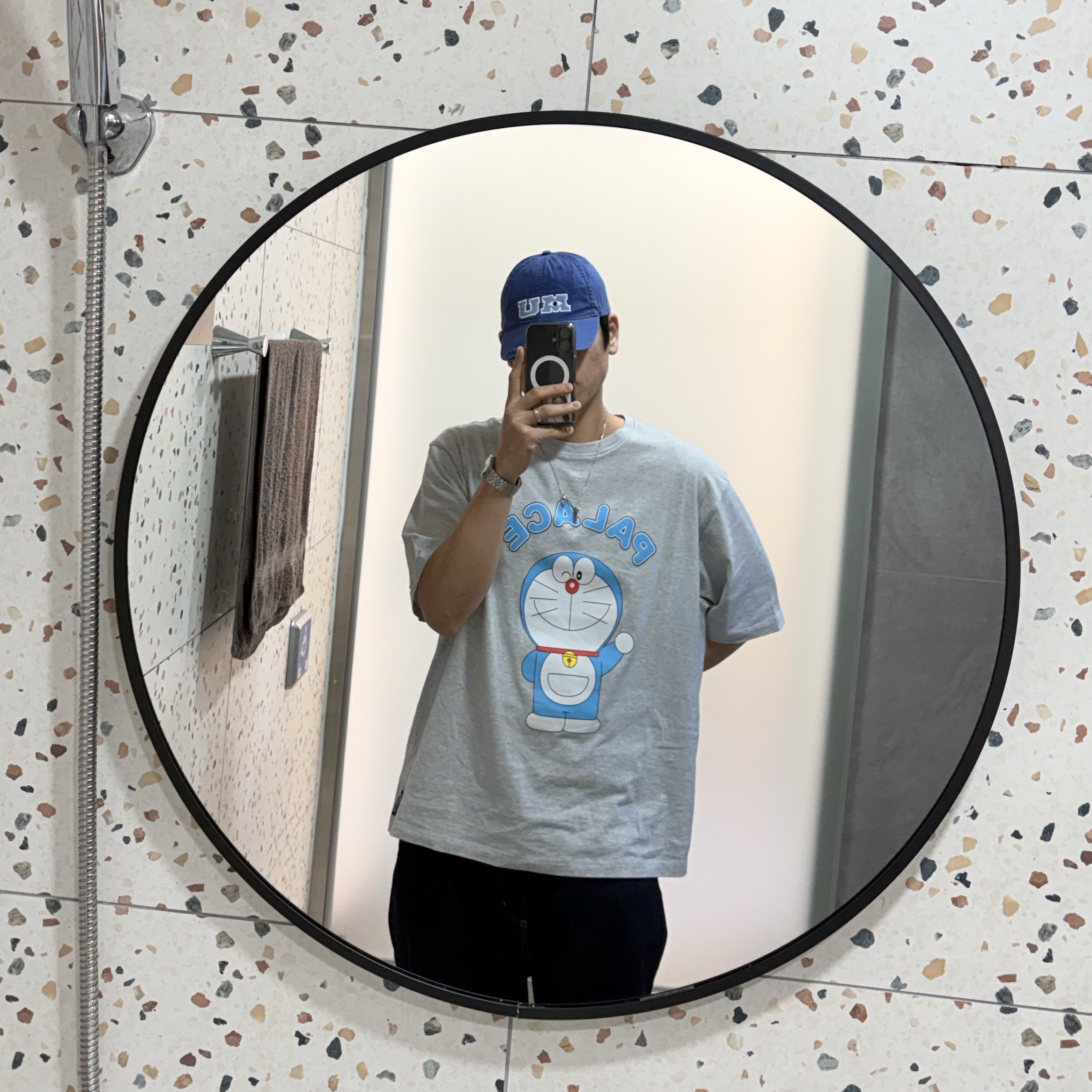 Palace x Doraemon T-Shirt Grey Marl - 25FW 착용 스타일