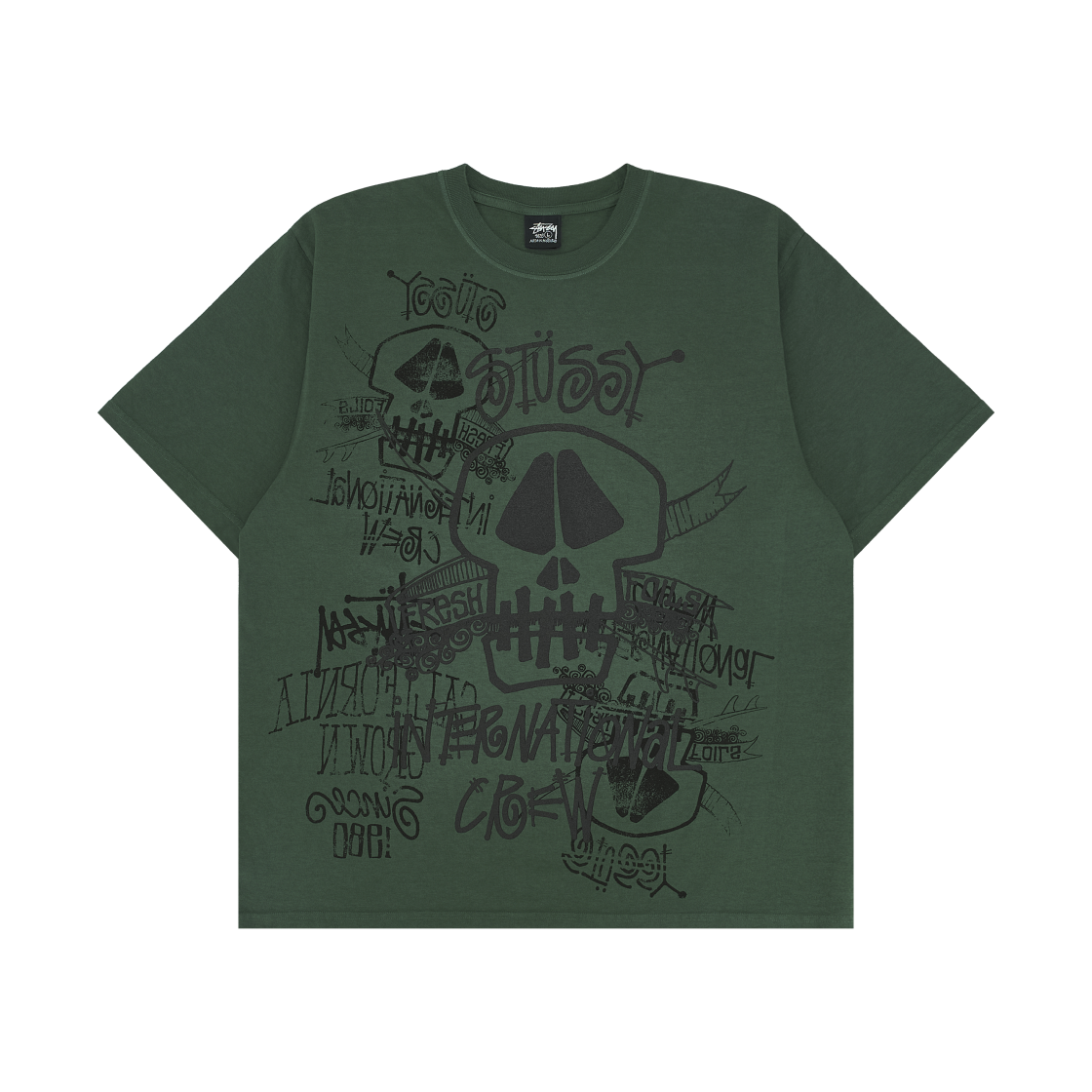 1905177 Stussy Skulls Pigment Dyed T-Shirt Pine